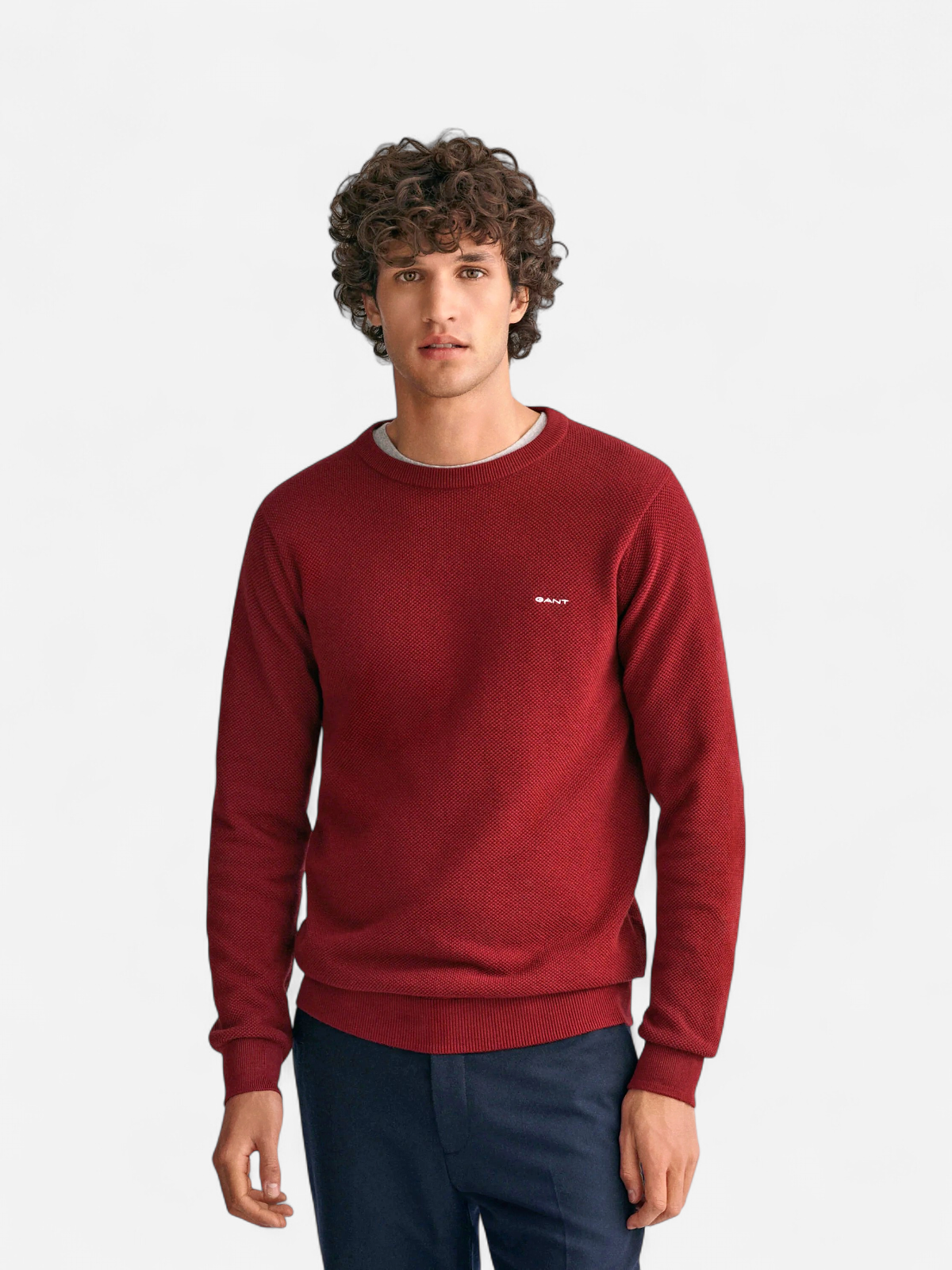 Gant neule, COTTON PIQUE C-NECK Punainen - Kekäle.fi