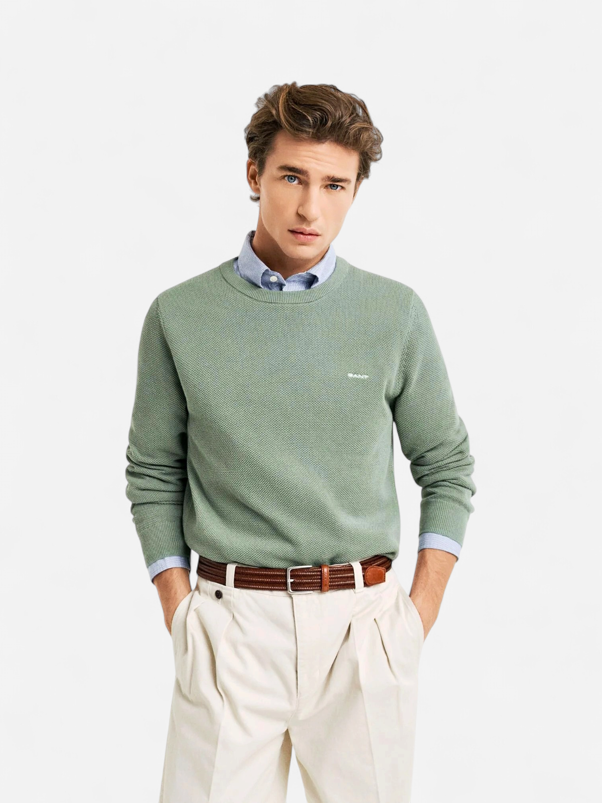 Gant neule, COTTON PIQUE C-NECK Vihreä - Kekäle.fi
