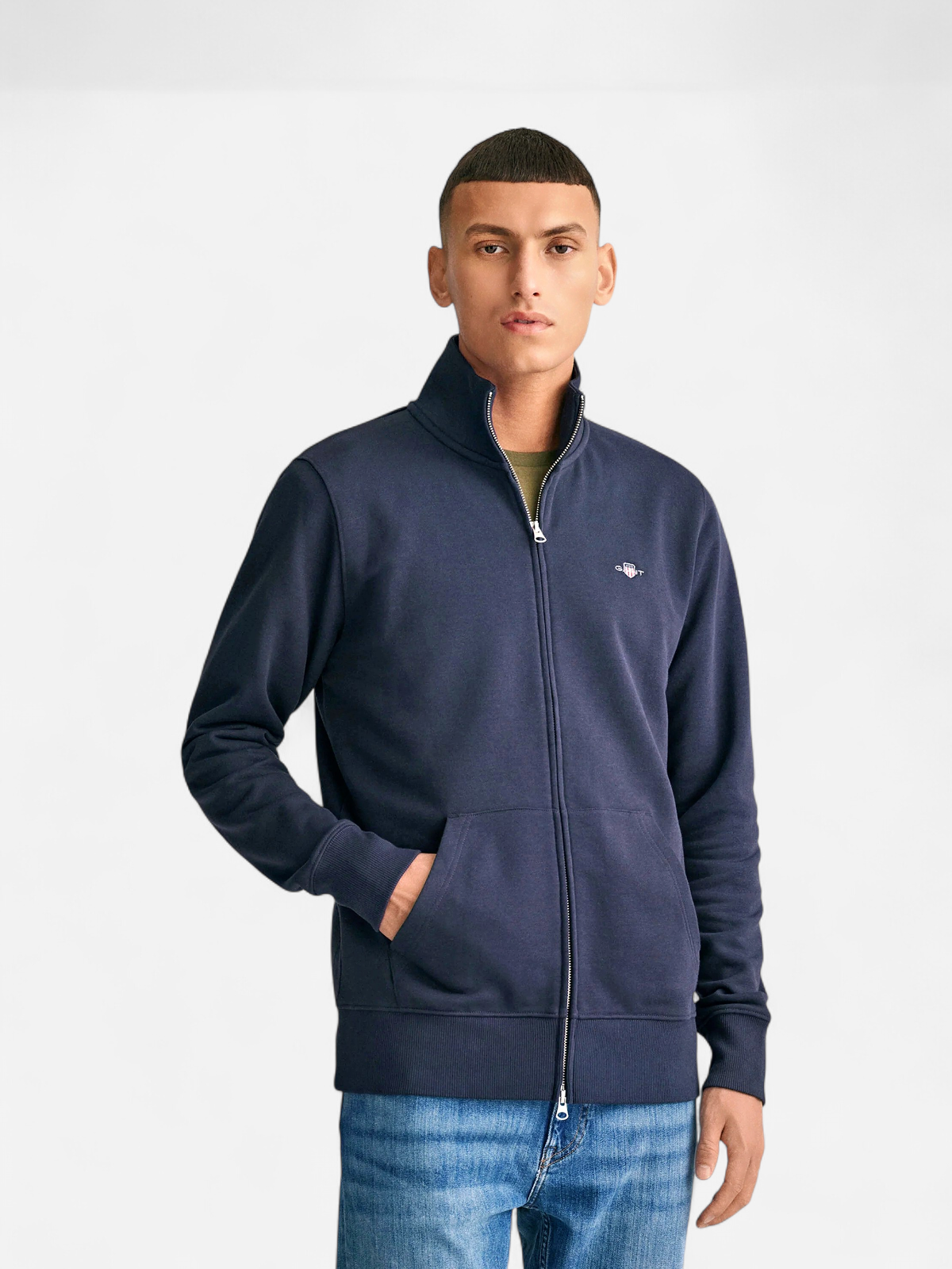 Gant neuletakki, ORIGINAL FULL ZIP CARDIGAN Tummansininen - Kekäle.fi