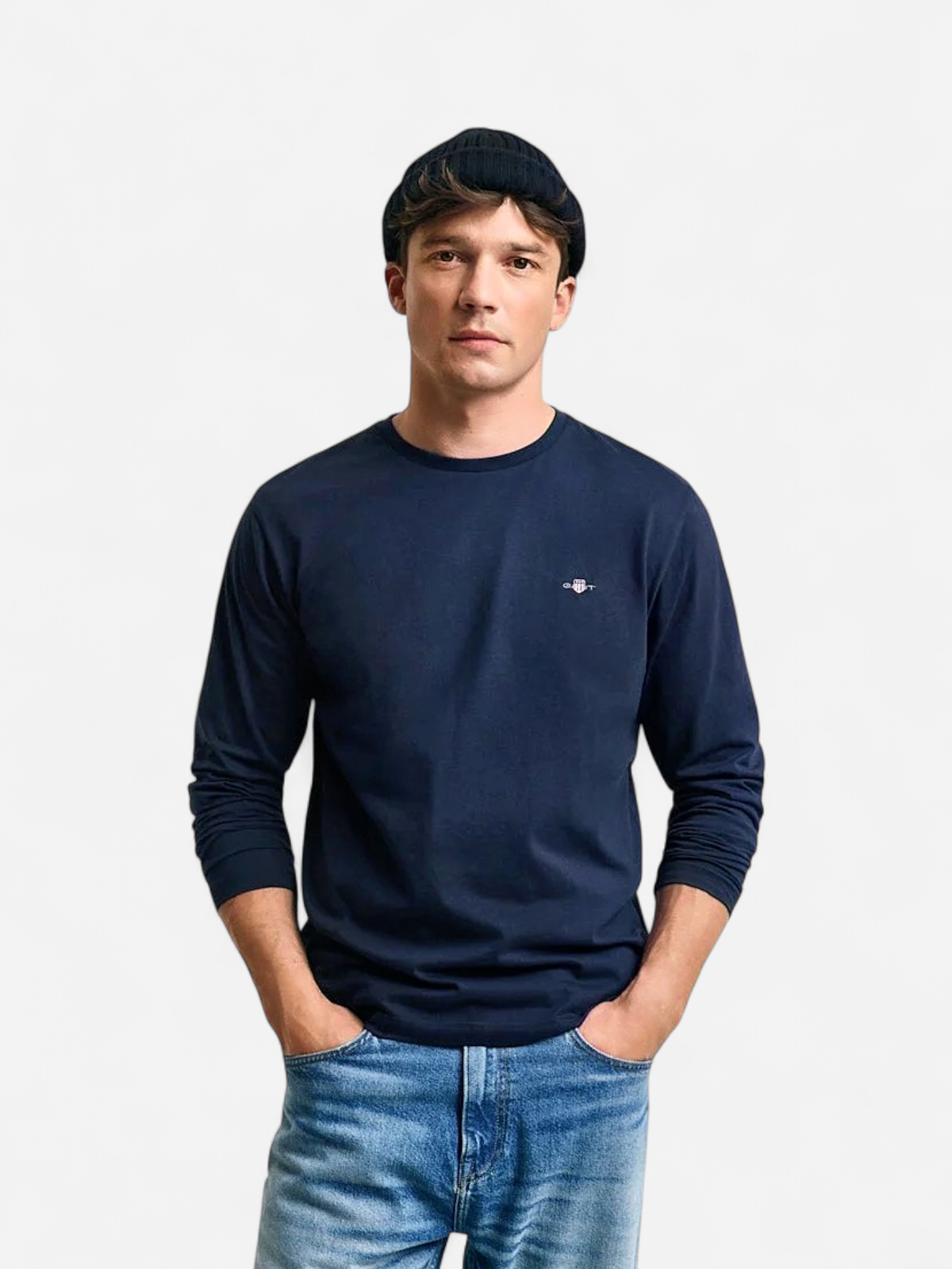 Gant t-paita, REG T LS T-SHIRT Tummansininen - Kekäle.fi