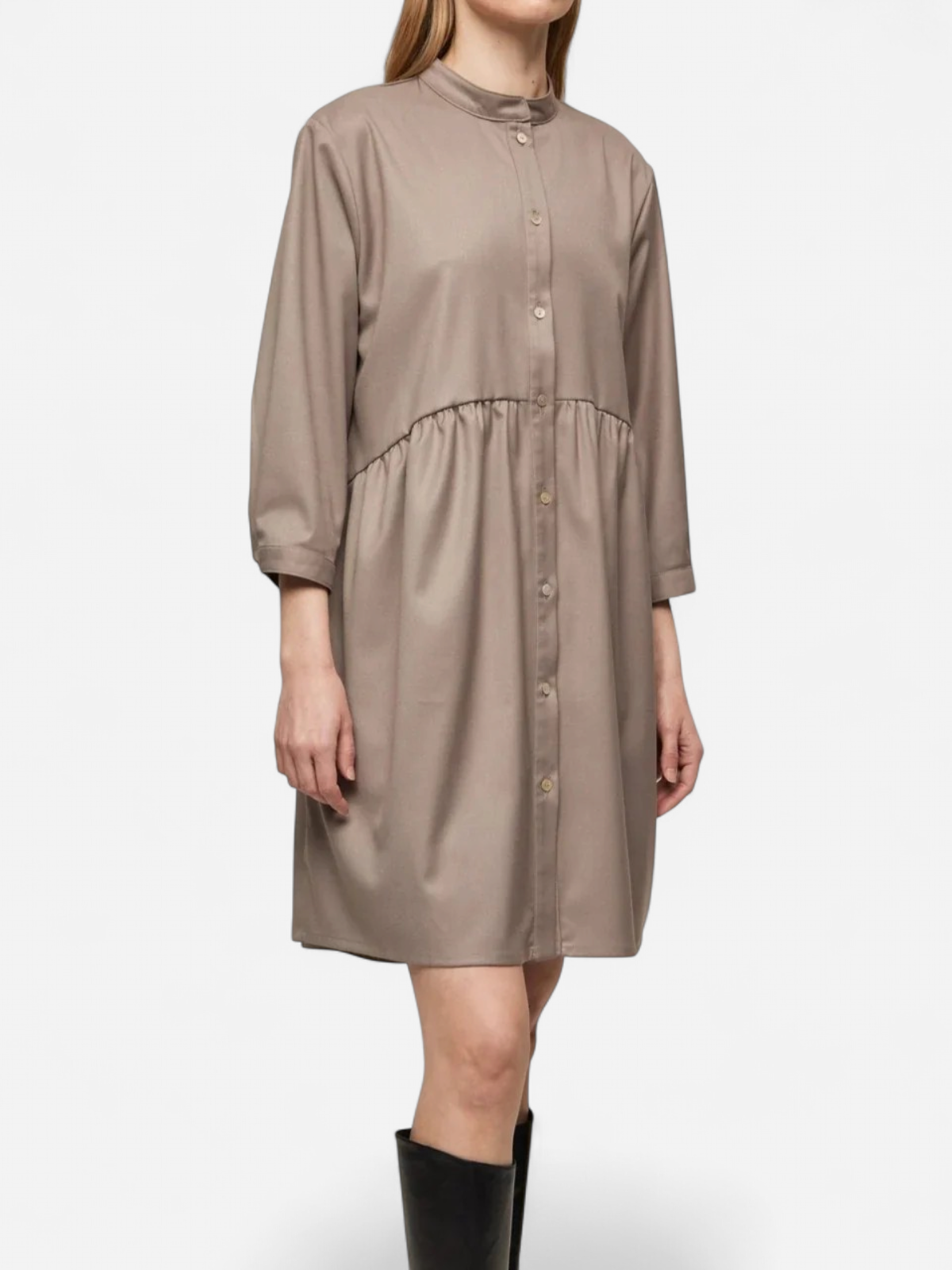 Gauhar naisten mekko, SHIRT DRESS OYSTER Ruskeanharmaa - Kekäle.fi