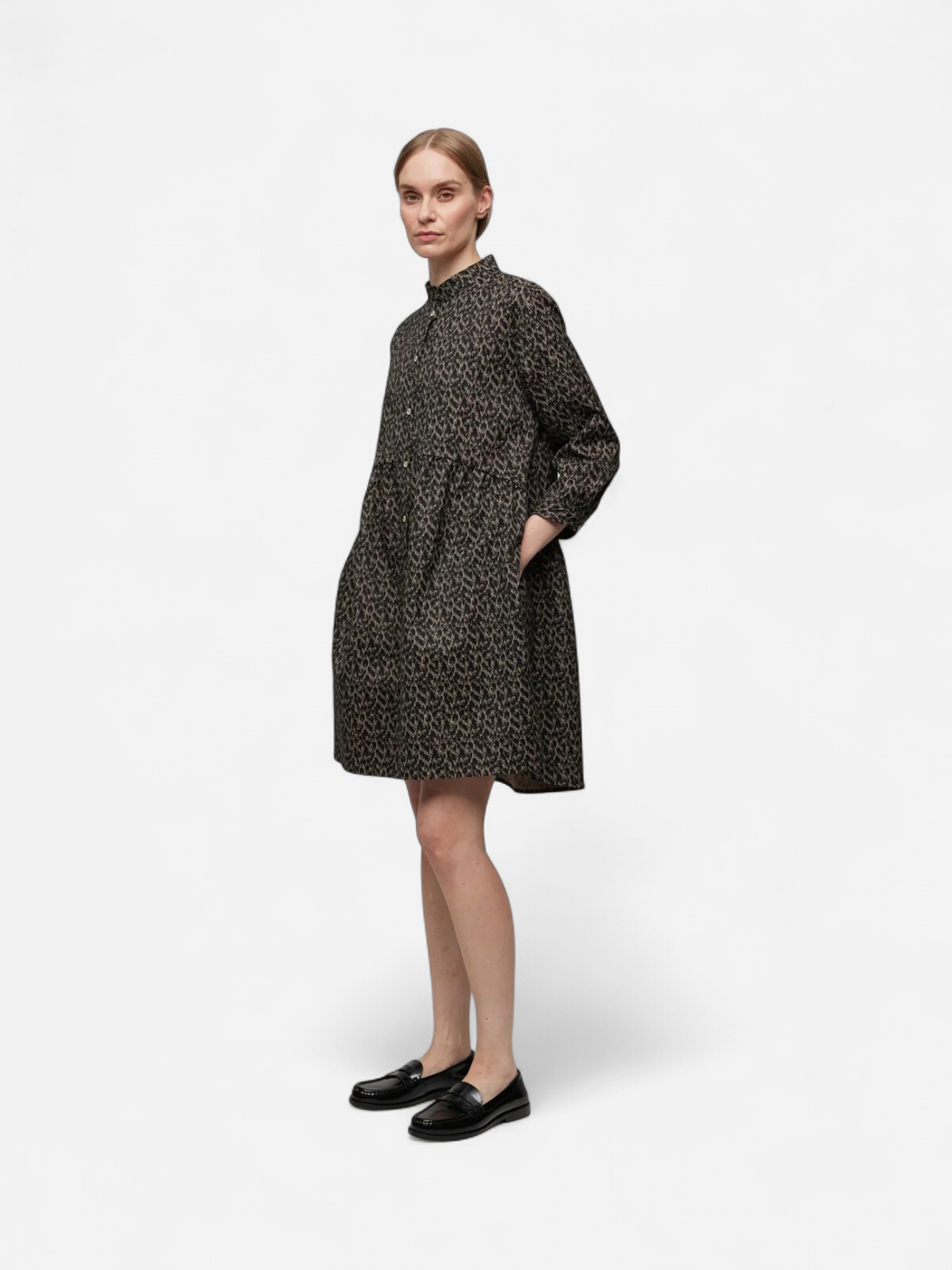 Gauhar naisten paitamekko, SHIRT DRESS LANA Ruskea Kuosillinen - Kekäle.fi