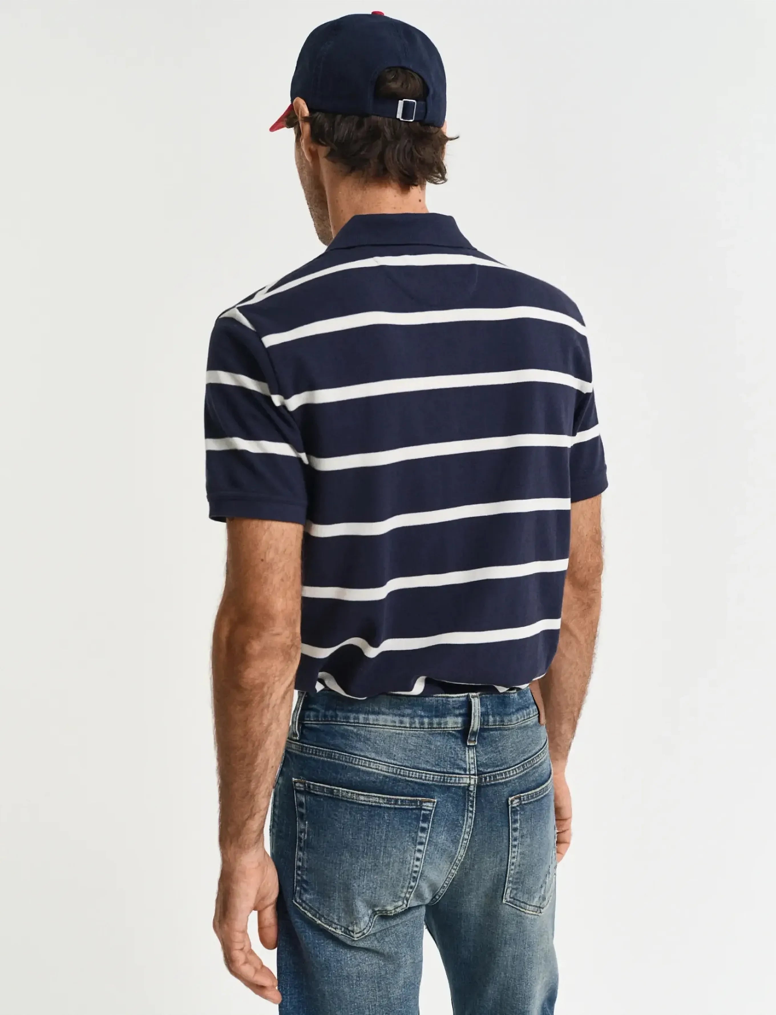 Gant miesten Pikeepaita Striped Polo Shirt, raidallinen sininen