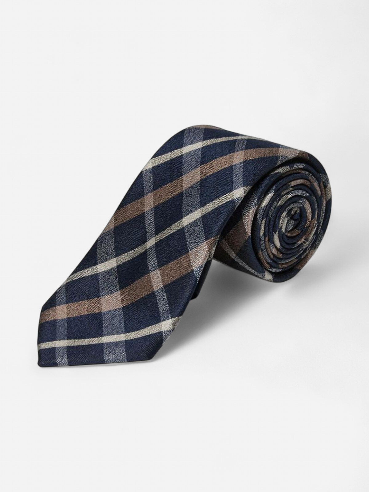 Gino Marcello miesten solmio Silk Tie Checked, ruskea ruutu - Kekäle.fi