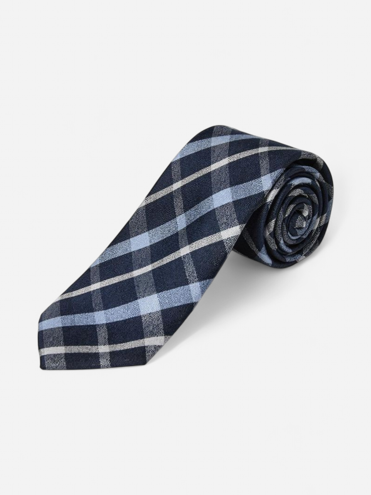 GINO MARCELLO SILK TIE CHECKED SININEN RUUTU - Kekäle.fi