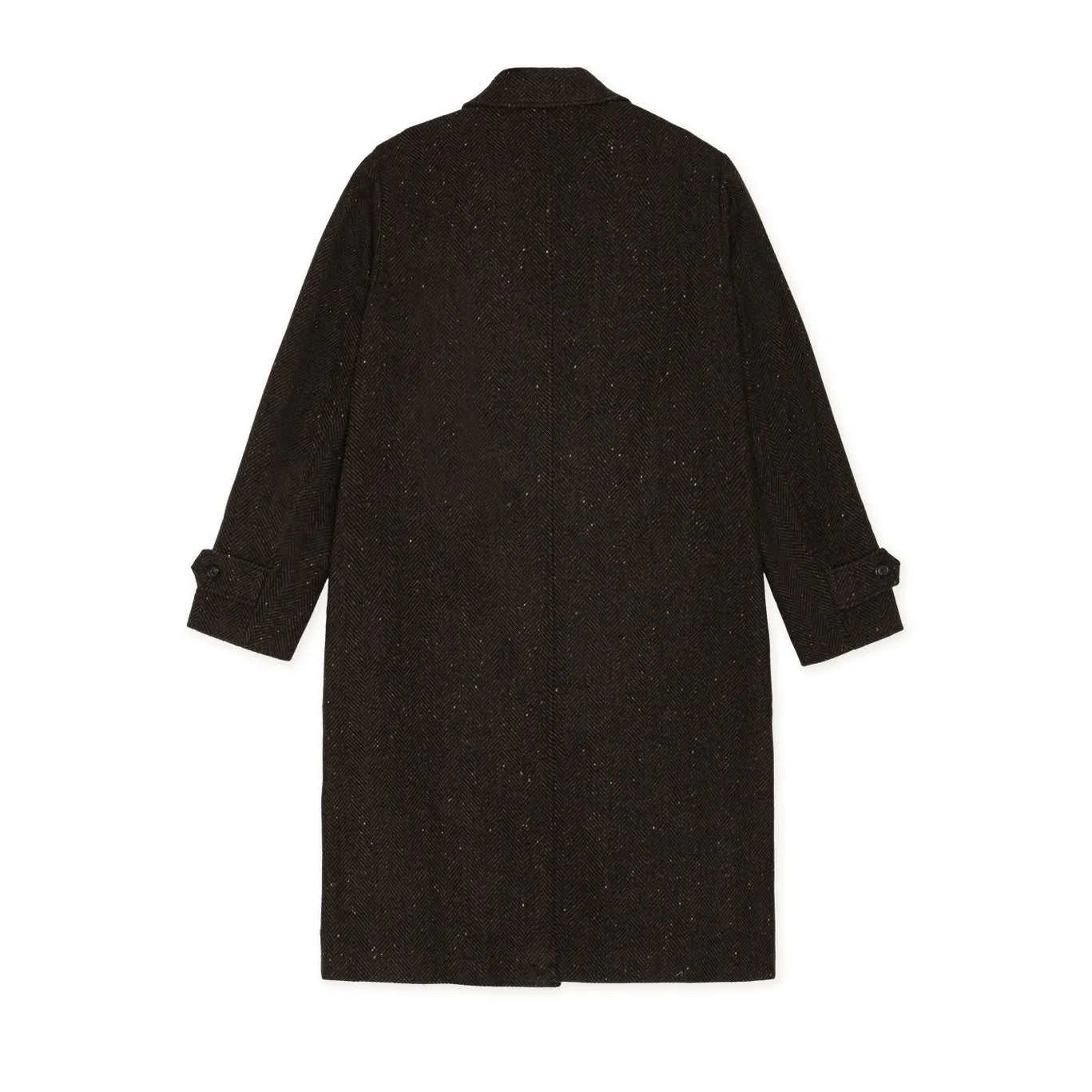Les Deux miesten villakangastakki Herringbone Wool Coat, tummanruskea