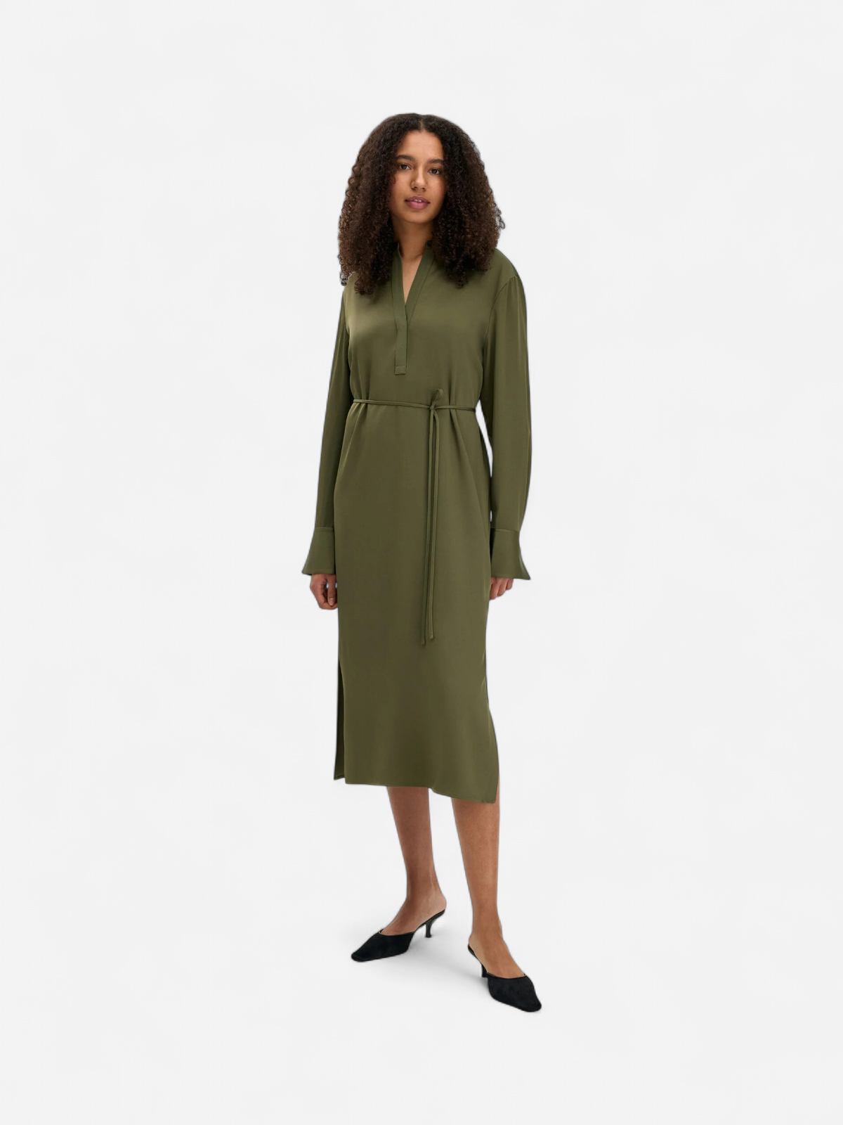 half placket dress TUMMANVIHREÄ - Kekäle.fi