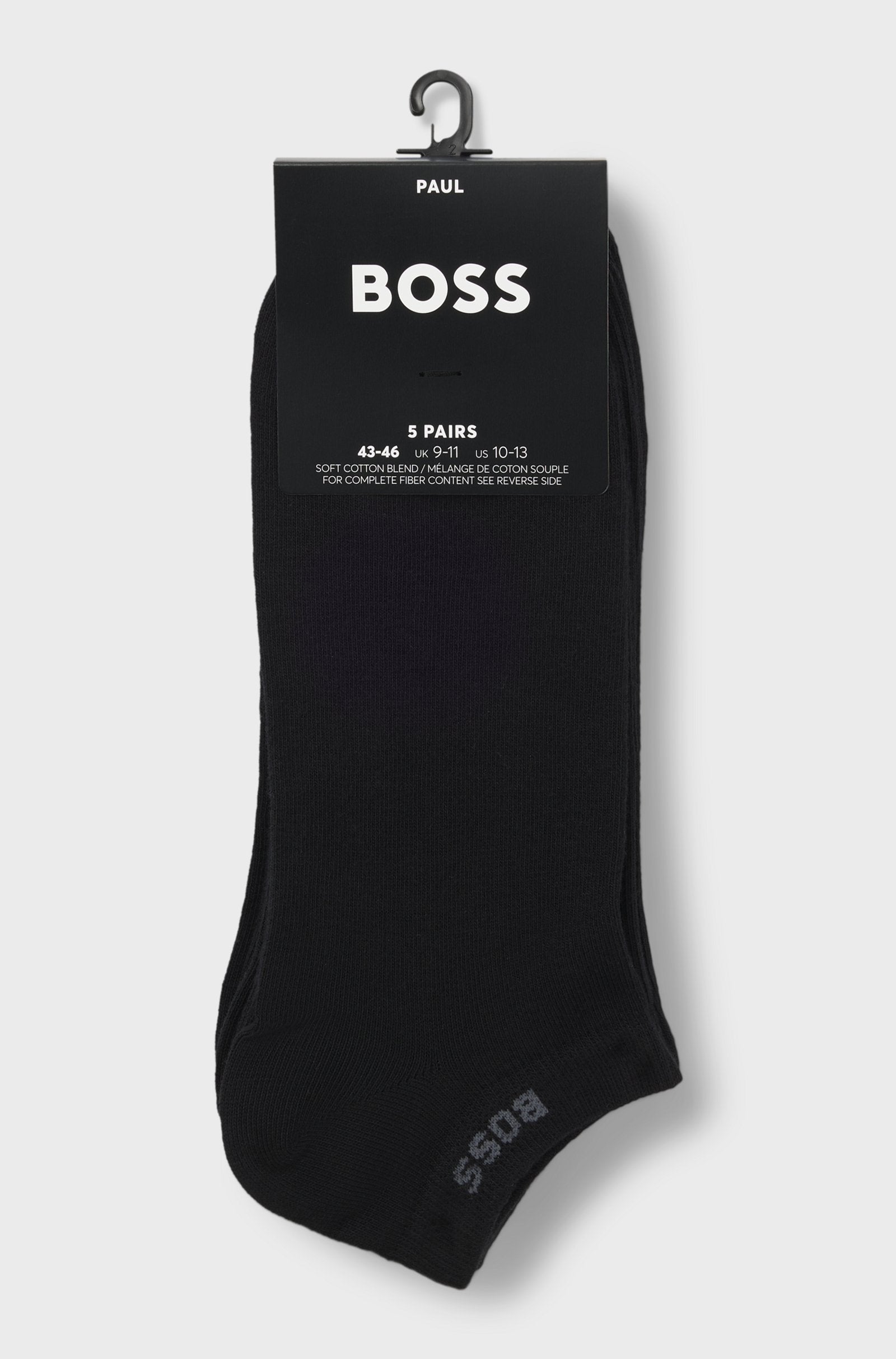BOSS miesten nilkkasukat 5-pack, musta