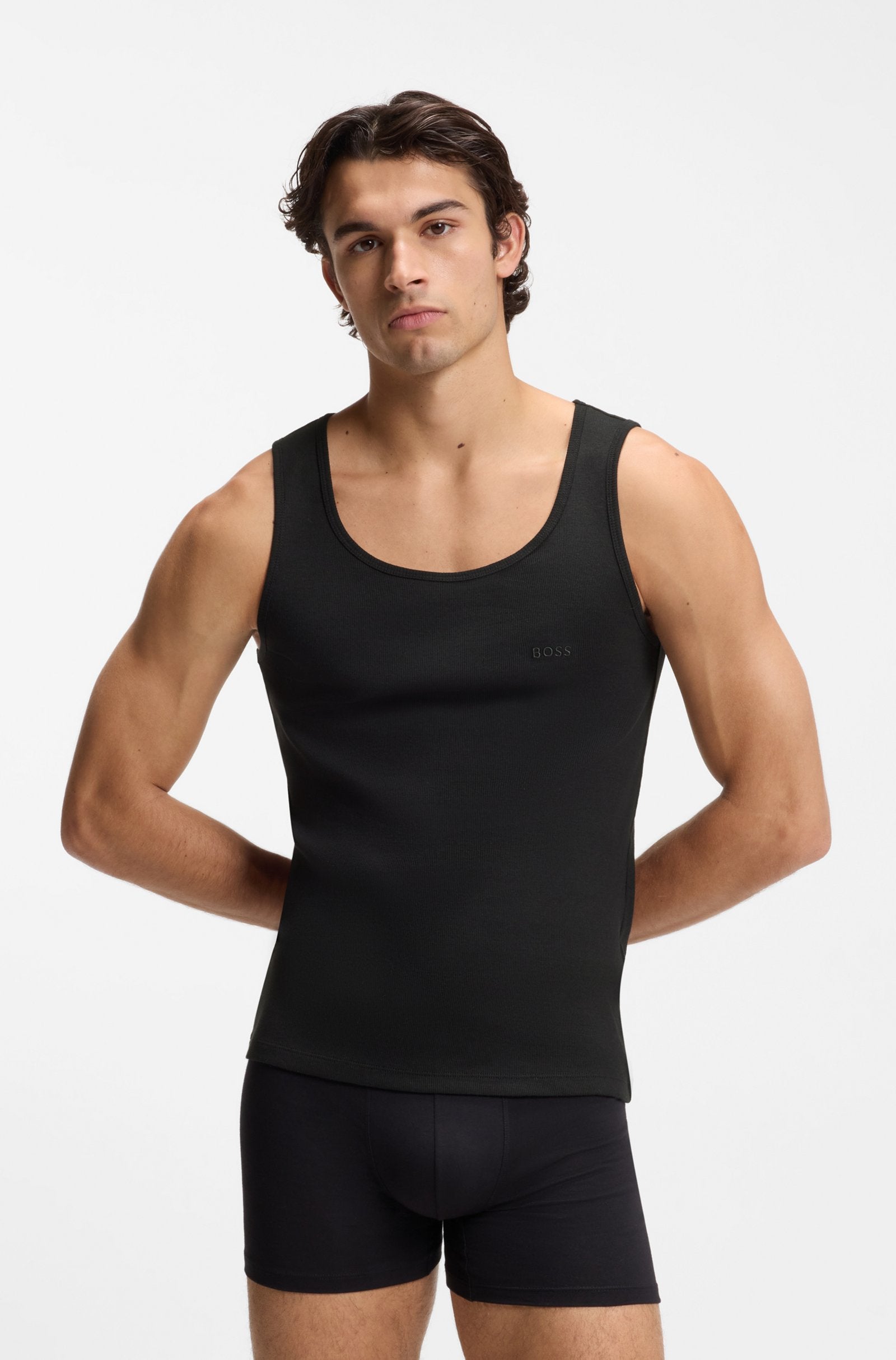Hugo Boss miesten hihaton paita Tank Top Rib Classic, musta