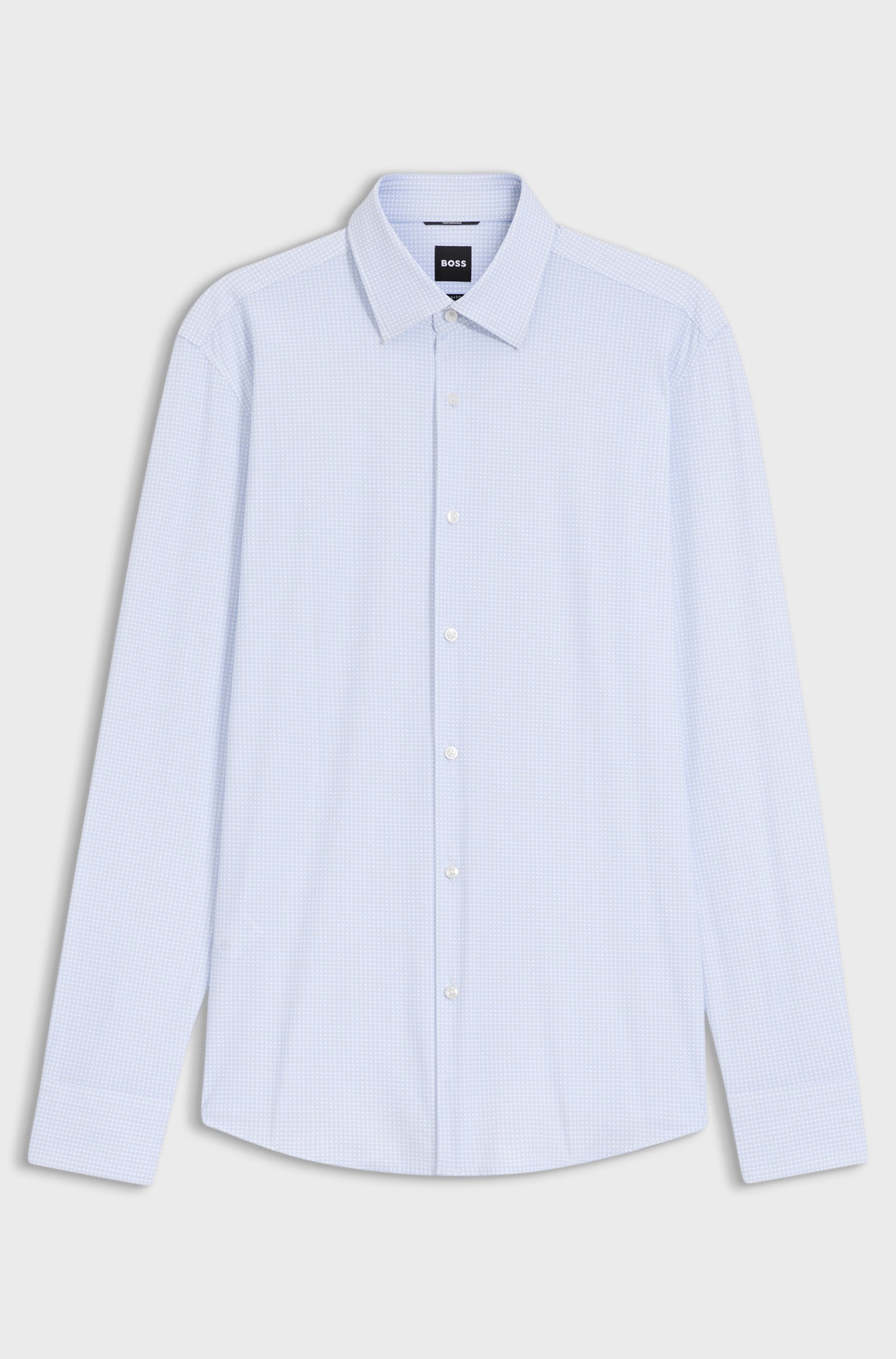 Hugo Boss miesten kauluspaita P-HANK-K-261 Performance Strech, valkopohjainen kuosi