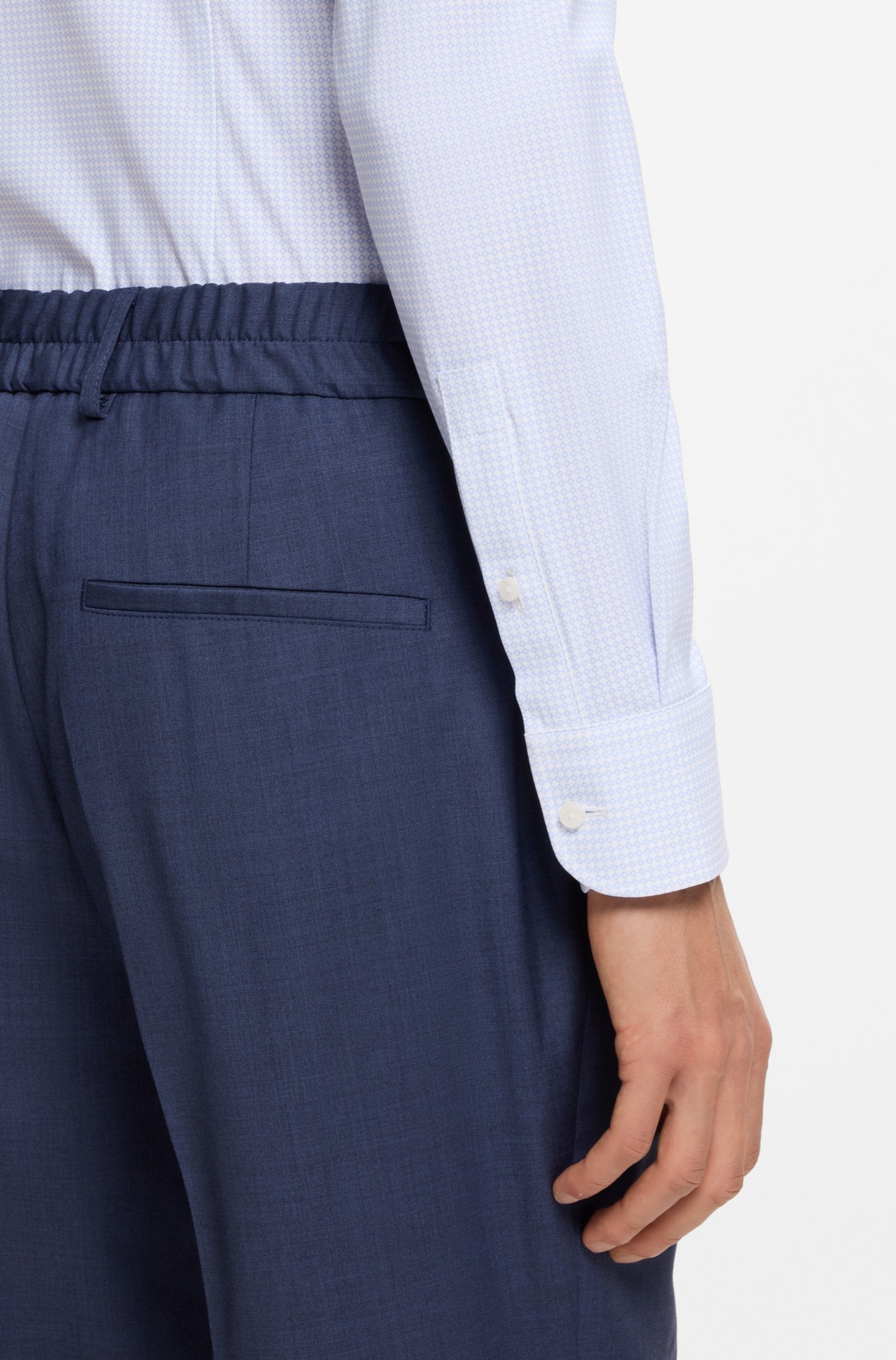 Hugo Boss miesten kauluspaita P-HANK-K-261 Performance Strech, valkopohjainen kuosi