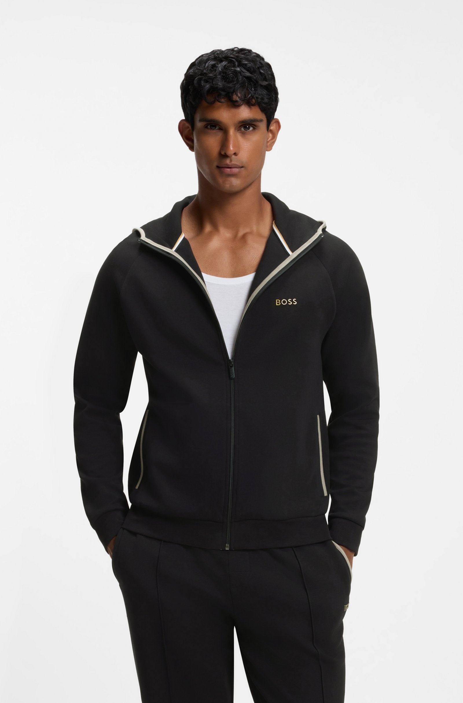 Hugo Boss miesten huppari Sense Hooded Jacket, musta