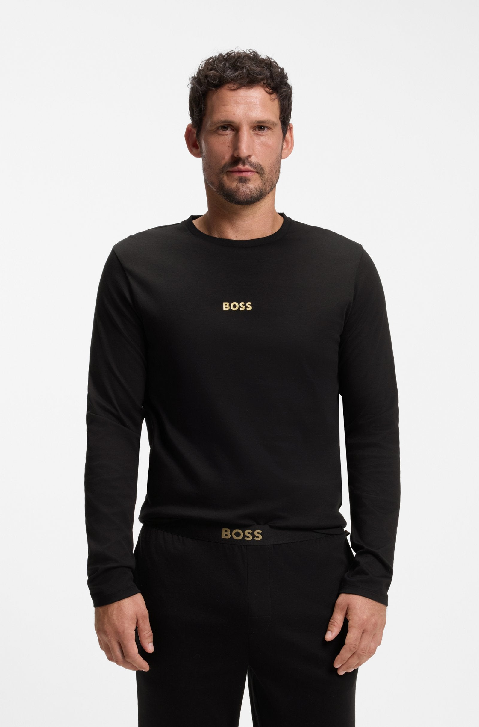 Hugo Boss miesten pyjama Xmas Long Set, musta
