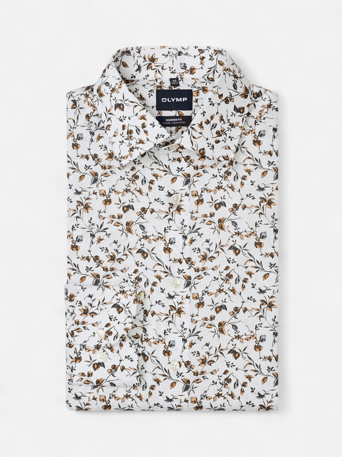 +HIHA LUXOR MODERN FIT FLORAL NON IRON VALKOPOHJAINEN KUOSI - Kekäle.fi