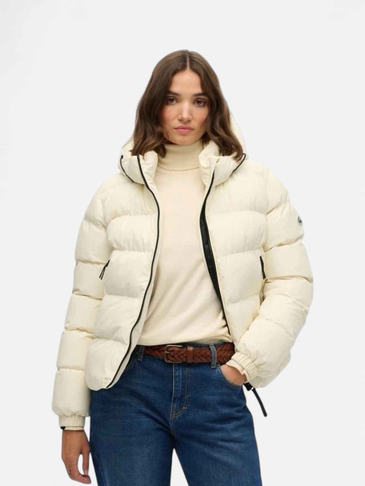 Superdry naisten takki Hooded Sports Puffer Jacket, luonnonvalkoinen - Kekäle.fi