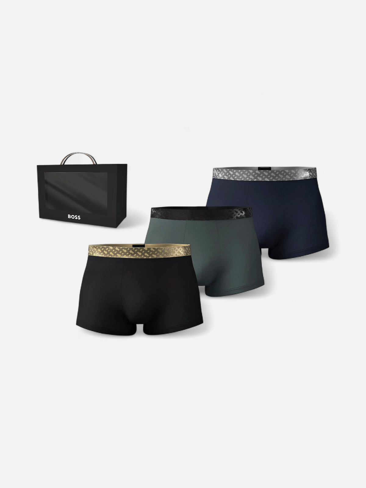 Hugo Boss miesten bokserit, TRUNK 3P METALLIC Musta - Kekäle.fi