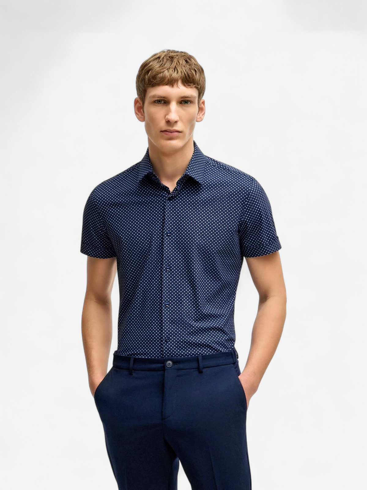 Hugo Boss miesten kauluspaita, P-HANK SS PERFORMANCE SHIRT Sininen Kuosi - Kekäle.fi