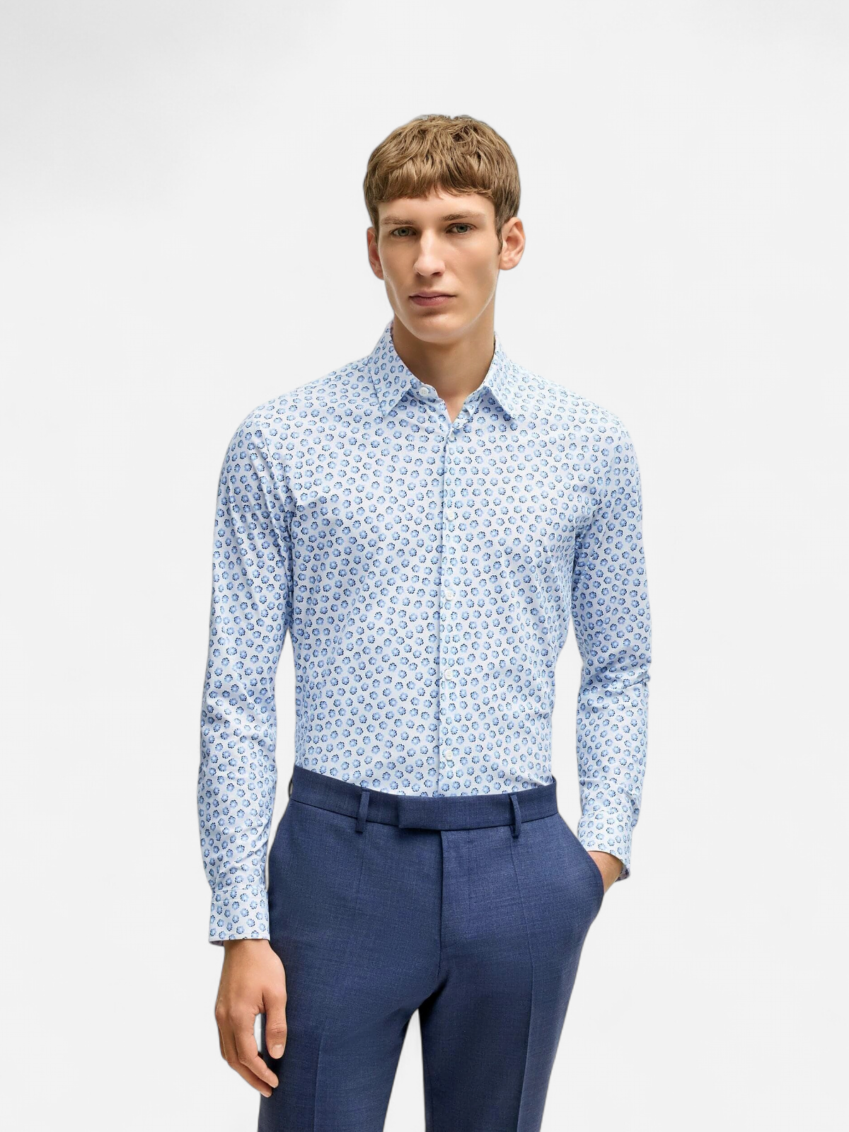 Hugo Boss miesten kauluspaita, P-ROAN PERFORMANCE SHIRT Sininen Kuosi - Kekäle.fi