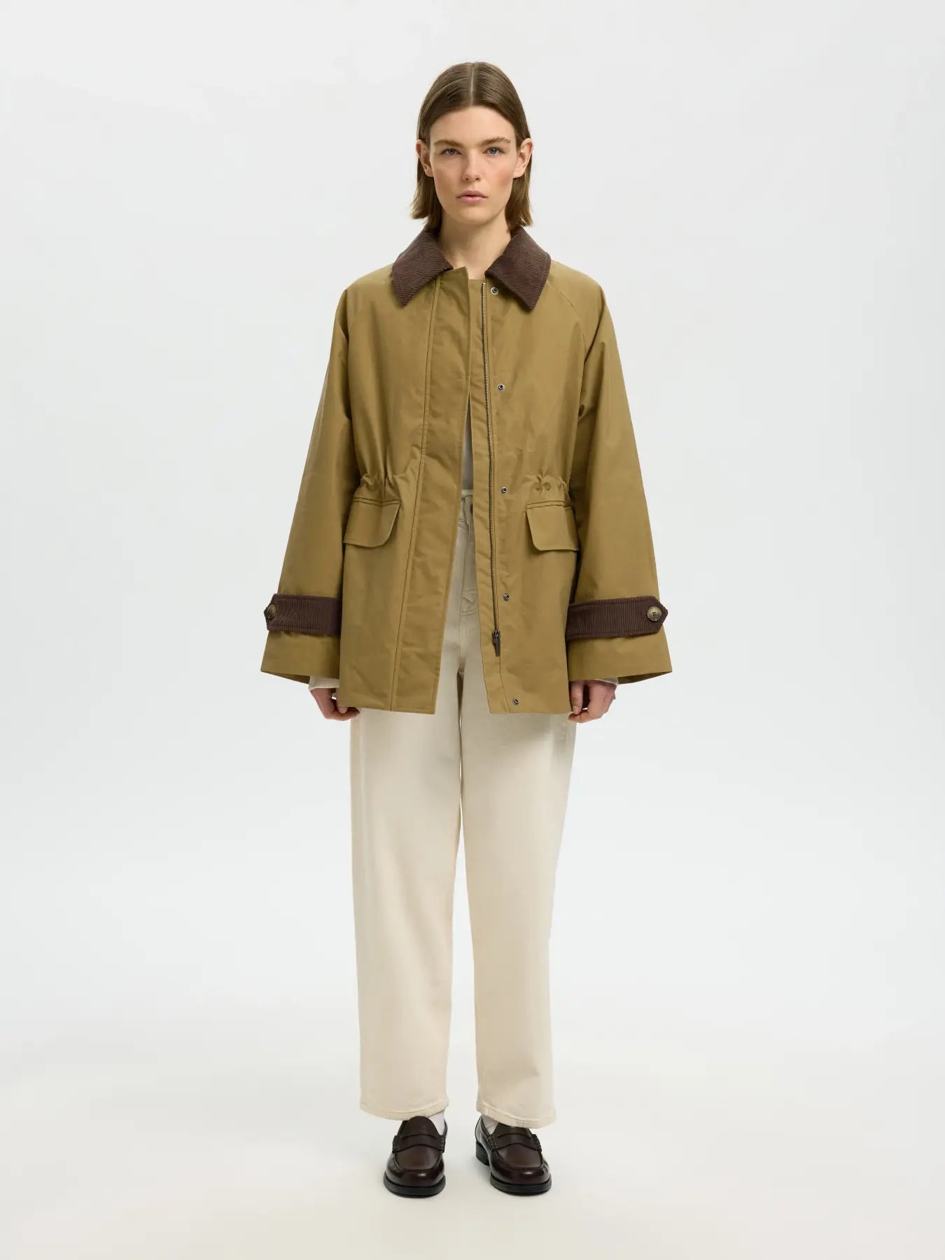 Selected Femme naisten takki SLWWilma Waxed Clair Jacket NOOS, Tigers Eye