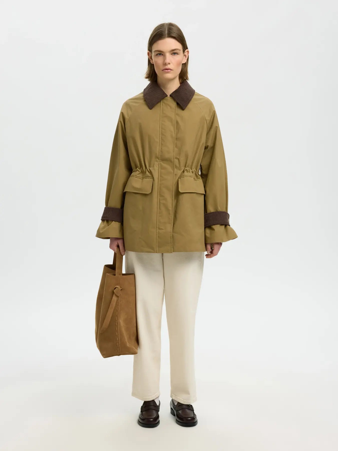 Selected Femme naisten takki SLWWilma Waxed Clair Jacket NOOS, Tigers Eye