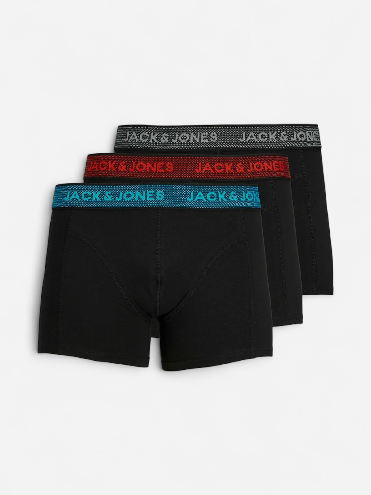 Jack and Jones Miesten Bokserit, Jacwaistband Trunks 3 Pack Asphalt - Kekäle.fi