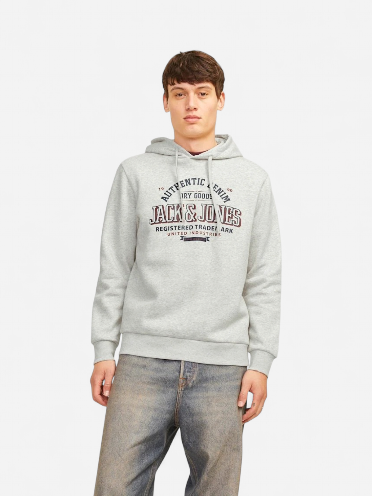 Jack and Jones Miesten Huppari, JJELOGO SWEAT HOODIE NOOS White - Kekäle.fi