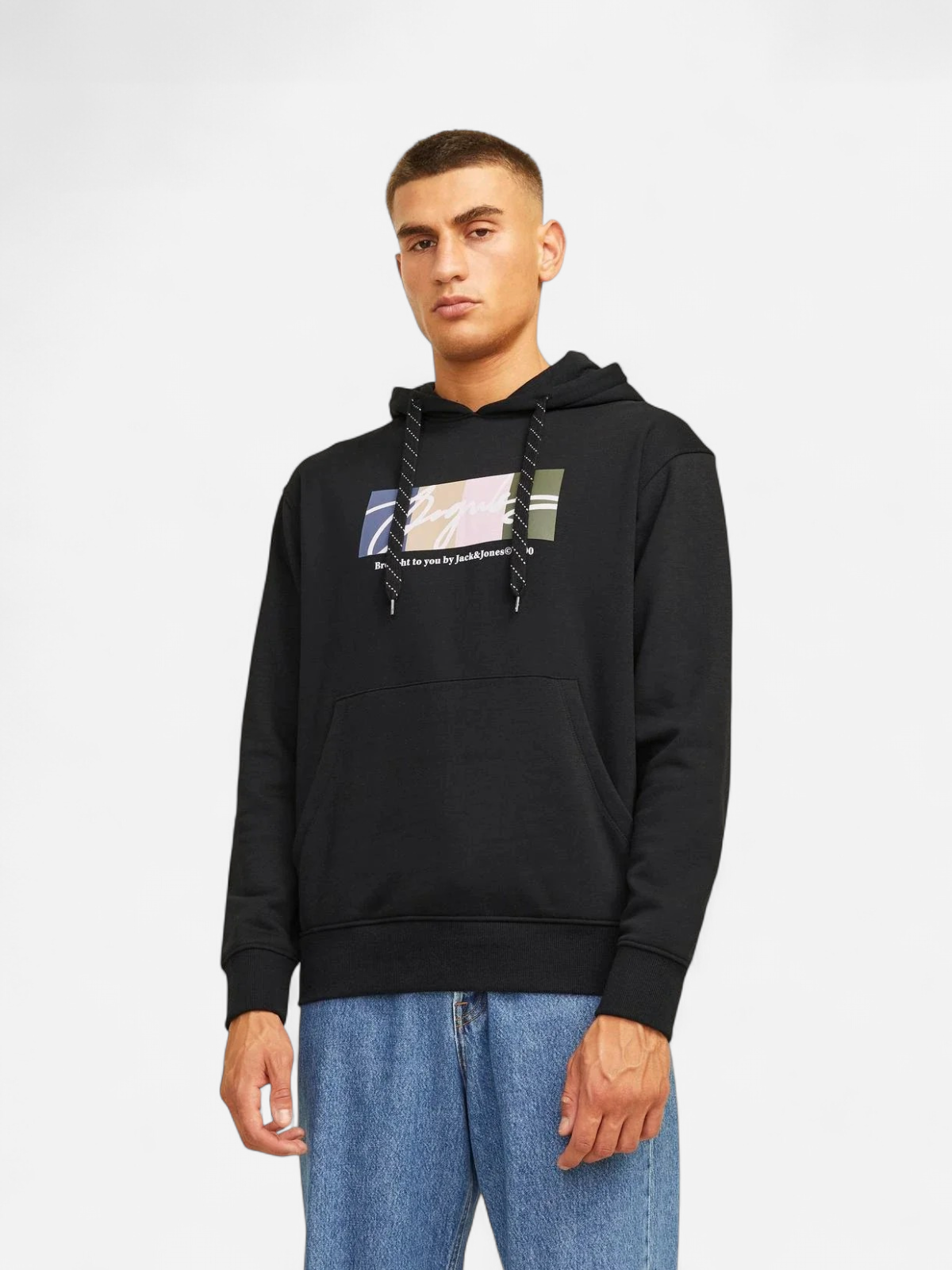 Jack and Jones miesten huppari, JORPORTLAND BLOCK SWEAT HOOD LN Black - Kekäle.fi