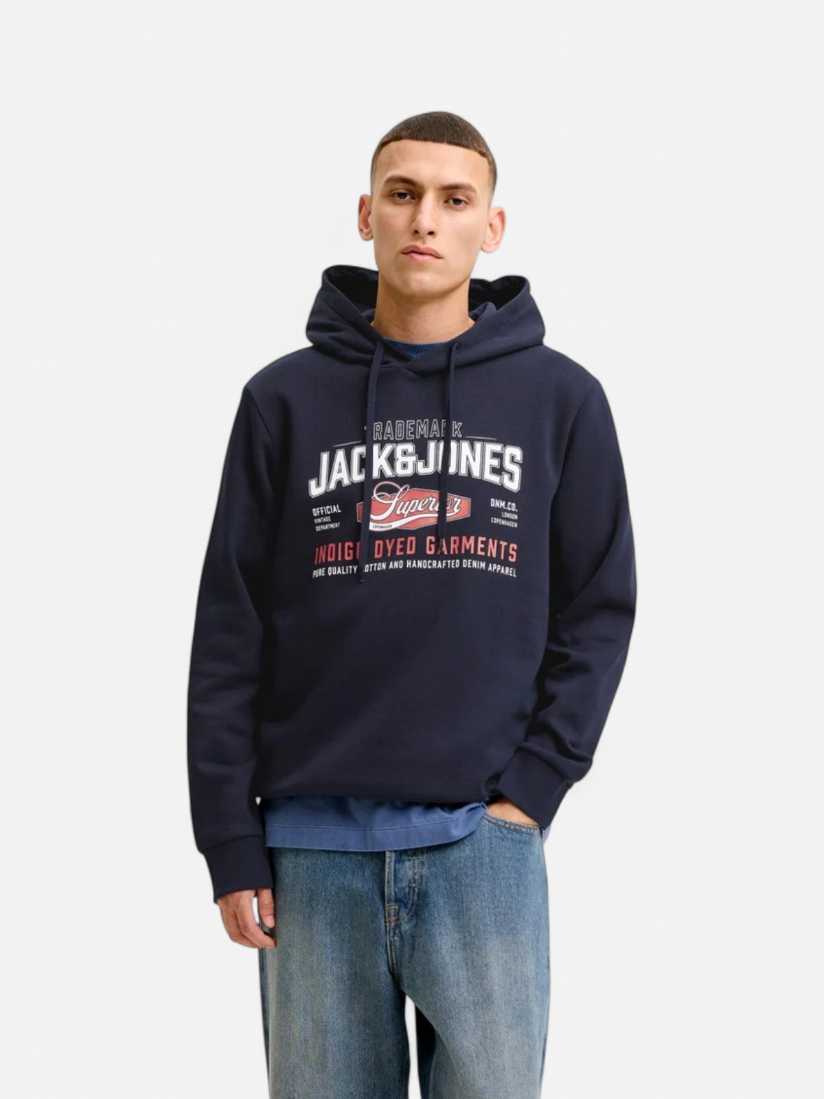 JJELOGO SWEAT HOOD 2 COL AW26 SN Navy Blazer - Kekäle.fi