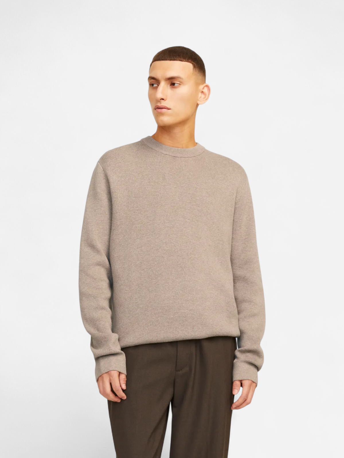 JPRBLAMILANO STITCH KNIT CREW NECK SN Greige Melange - Kekäle.fi