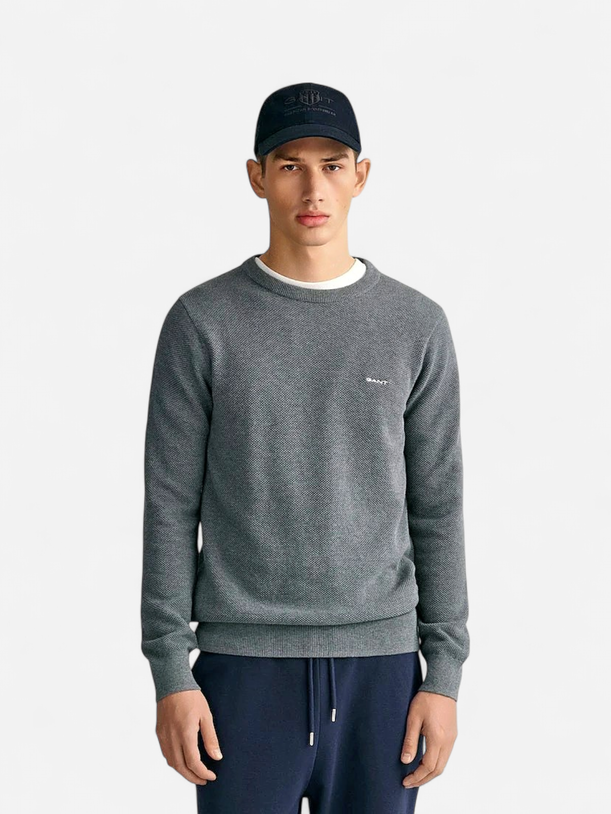 Gant miesten neulepusero, K COTTON PIQUE C-NECK TUMMANHARMAA - Kekäle.fi