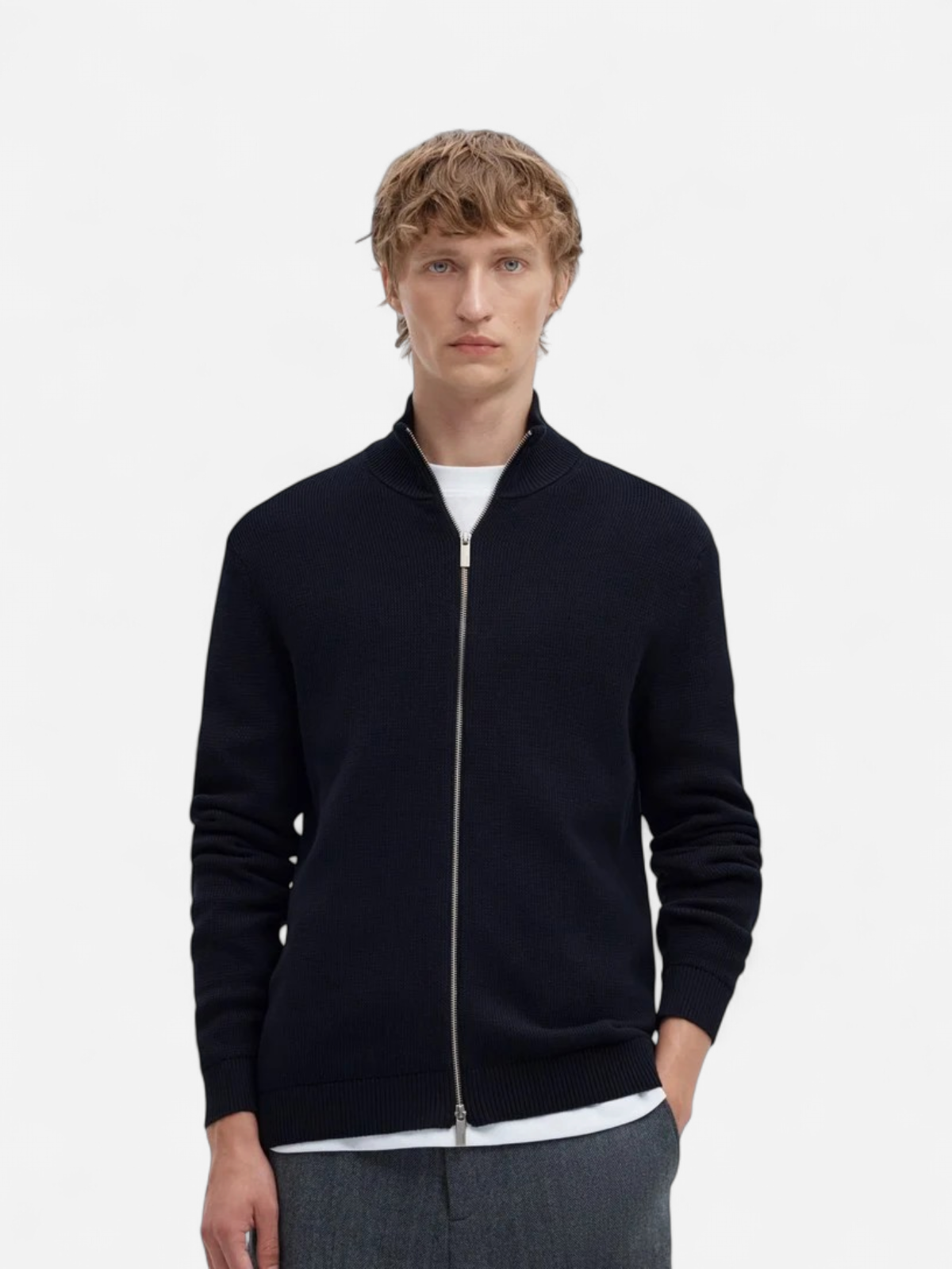 K DANE LS KNIT STRUCTURE FULL ZIP Sky Captain - Kekäle.fi