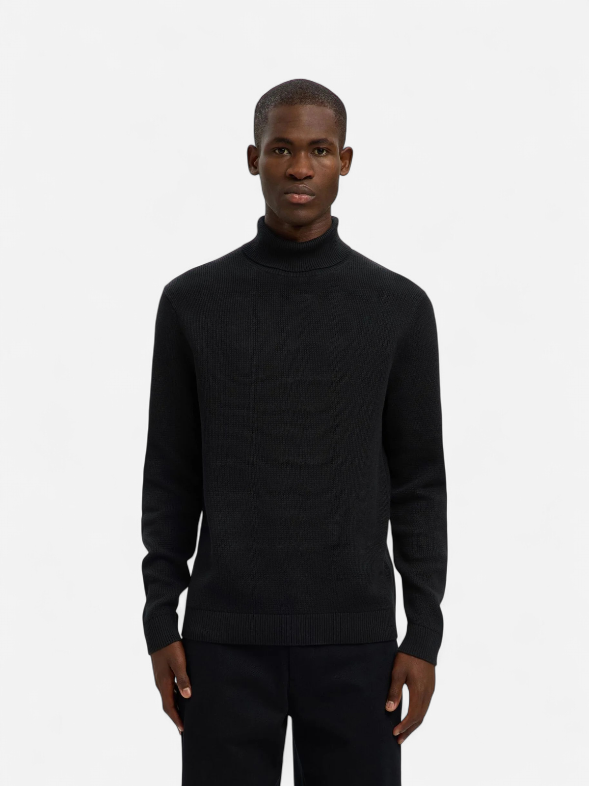 Selected miesten neulepusero K DANE LS KNIT STRUCTURE ROLLNECK NOS, musta - Kekäle.fi