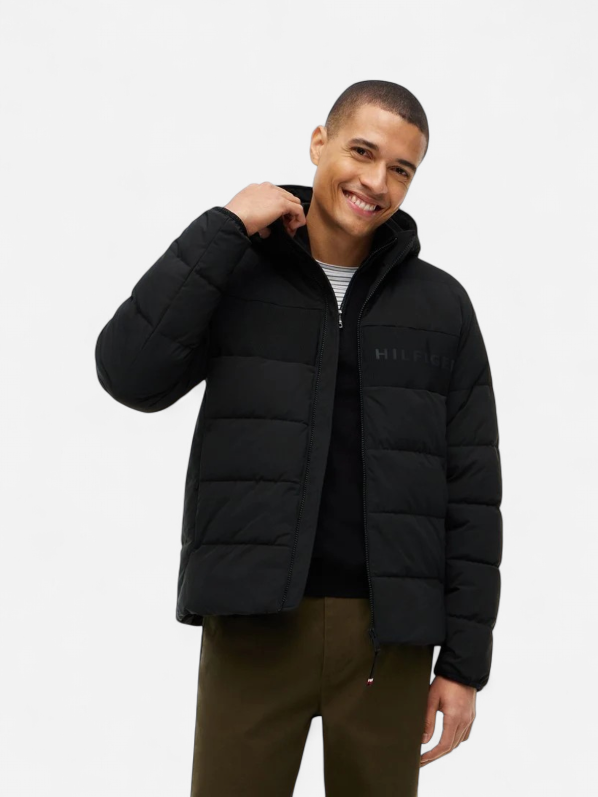 Tommy Hilfiger miesten toppatakki Detachable Hooded Branded Puffer, musta - Kekäle.fi
