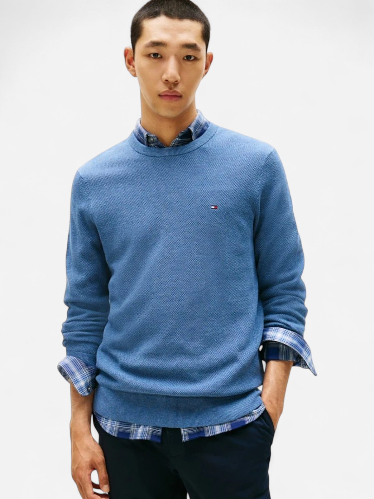 Tommy Hilfiger miesten neulepusero K ESSENTIAL STRUCTURE CREW NECK, sininen - Kekäle.fi