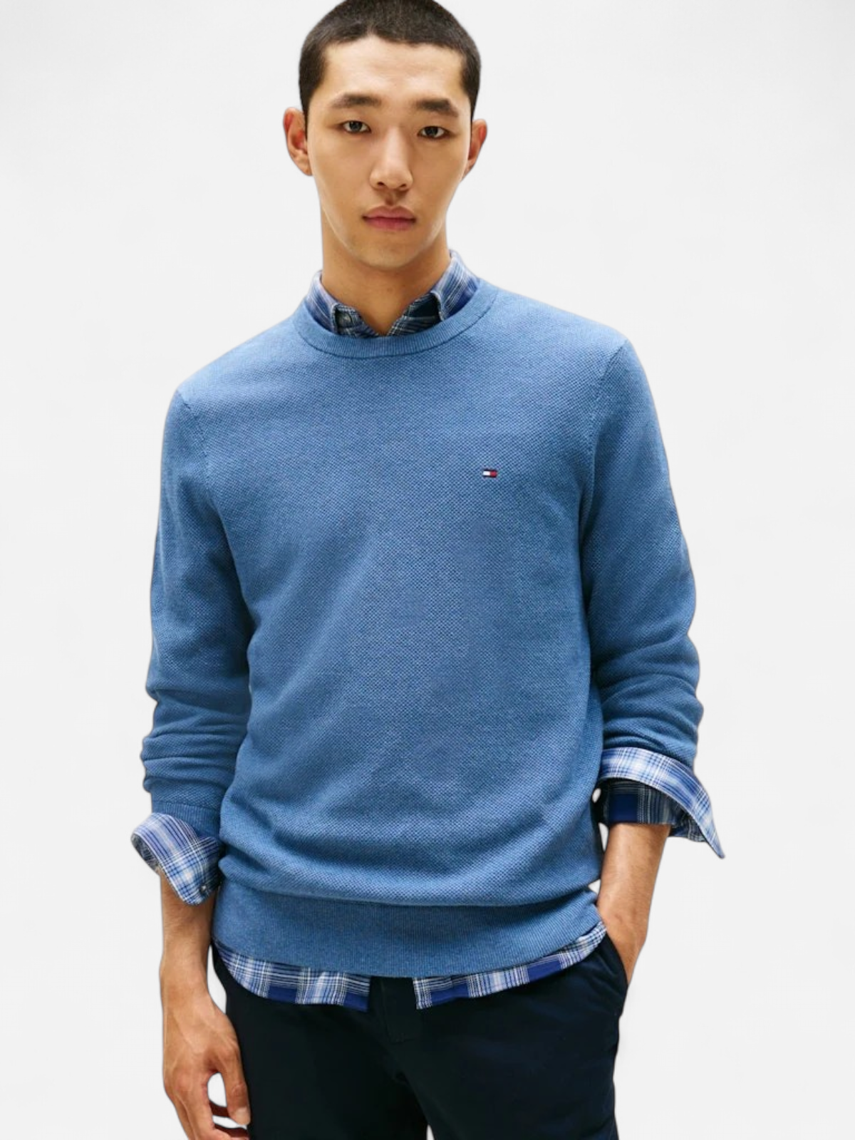 Tommy Hilfiger miesten neulepusero K ESSENTIAL STRUCTURE CREW NECK, sininen - Kekäle.fi