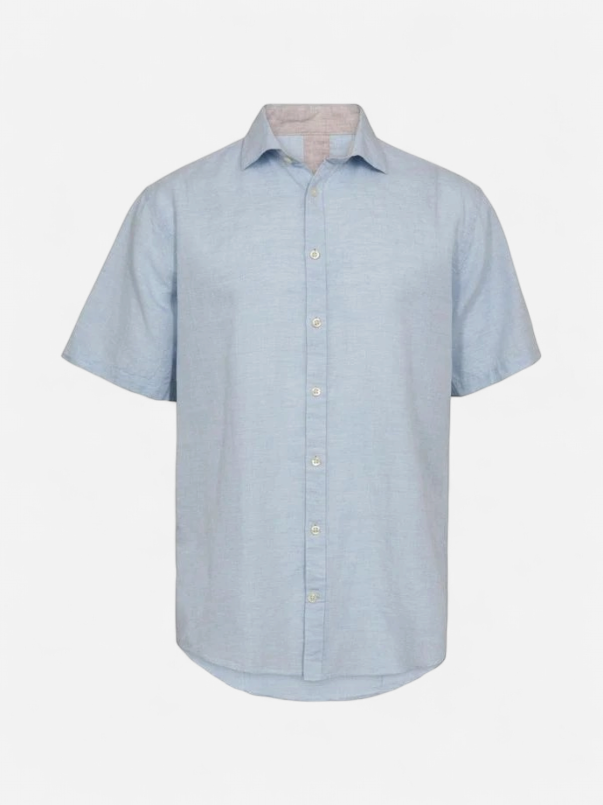 Gino marcello miesten lyhythihainen kauluspaita Linen Cotton SS Shirt, vaaleansininen - Kekäle.fi