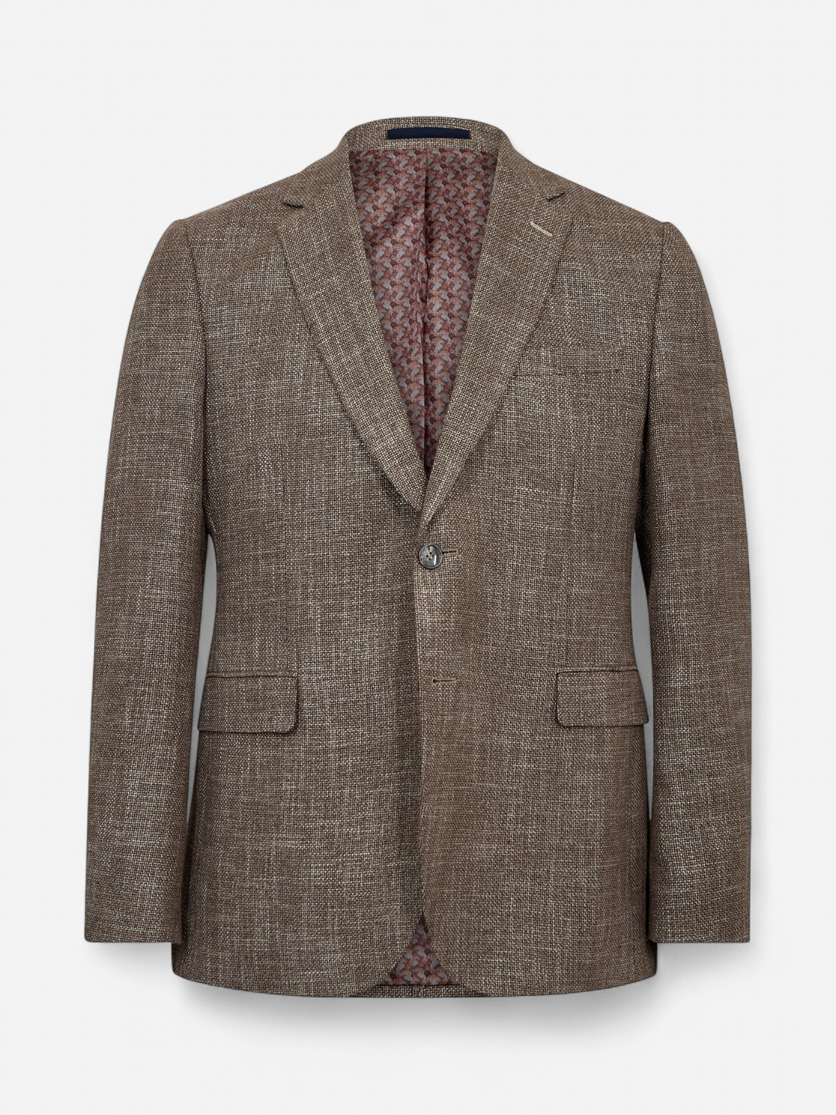 Gino Marcello miesten bleiseri Linen Look Blazer, ruskea kuosillinen - Kekäle.fi