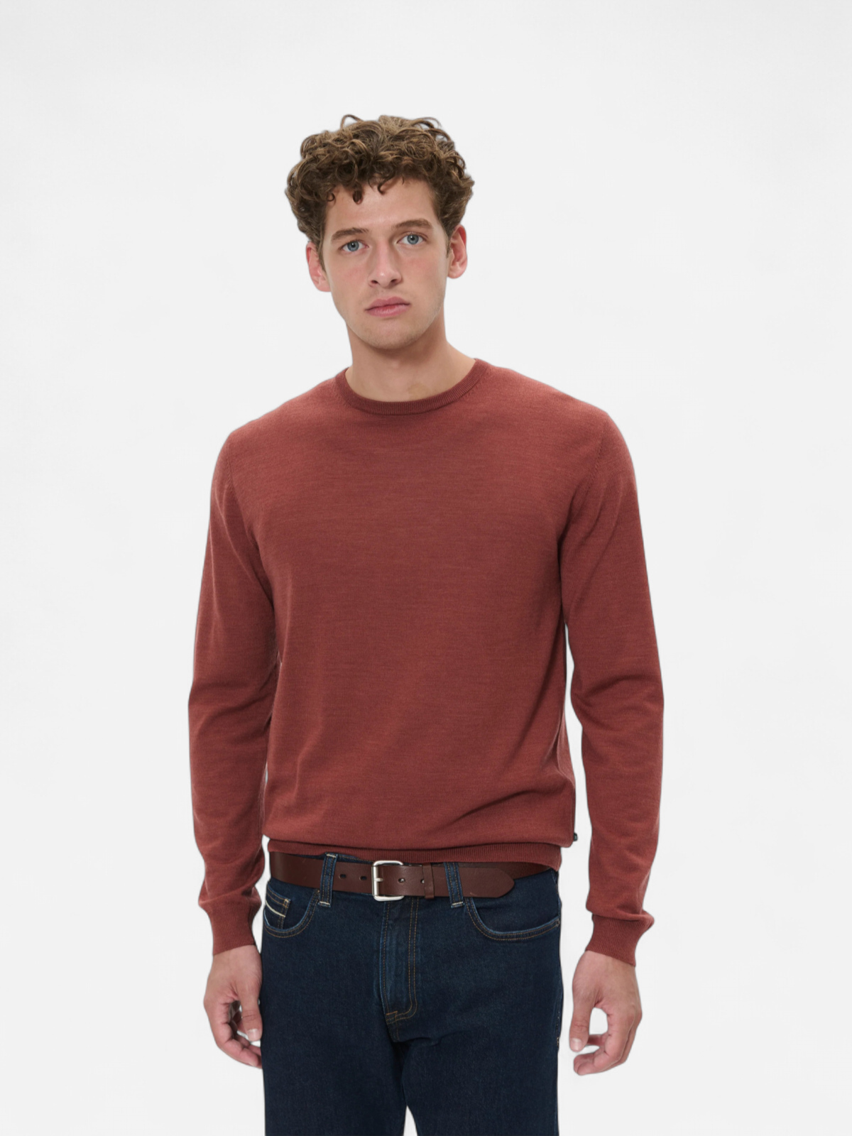 Matinique miesten neulepusero Margrate Merino Pullover, Cowhide Melange / Red - Kekäle.fi