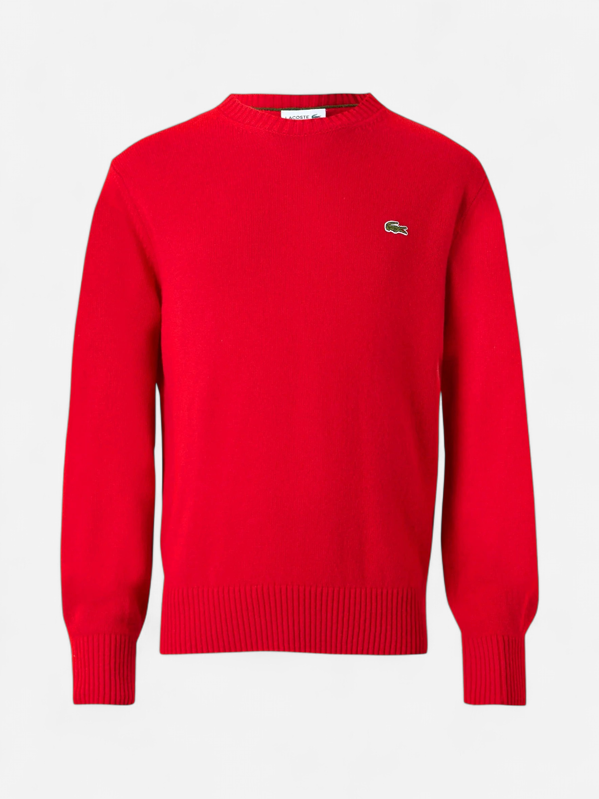 Lacoste miesten neulepusero K MONOCHROME CARDED WOOL NECK SWEATER, punainen - Kekäle.fi
