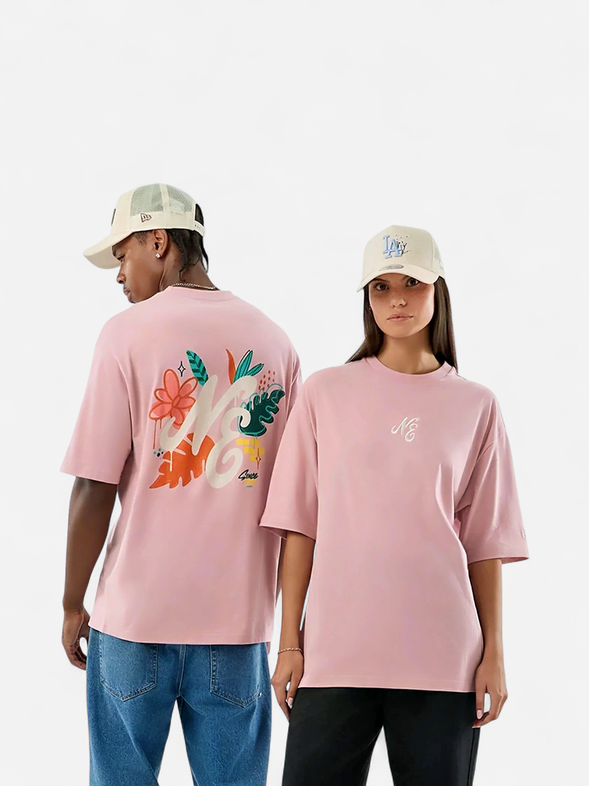 K NEW ERA FLORAL OS TEE UNISIZE VAALEANPUNAINEN - Kekäle.fi