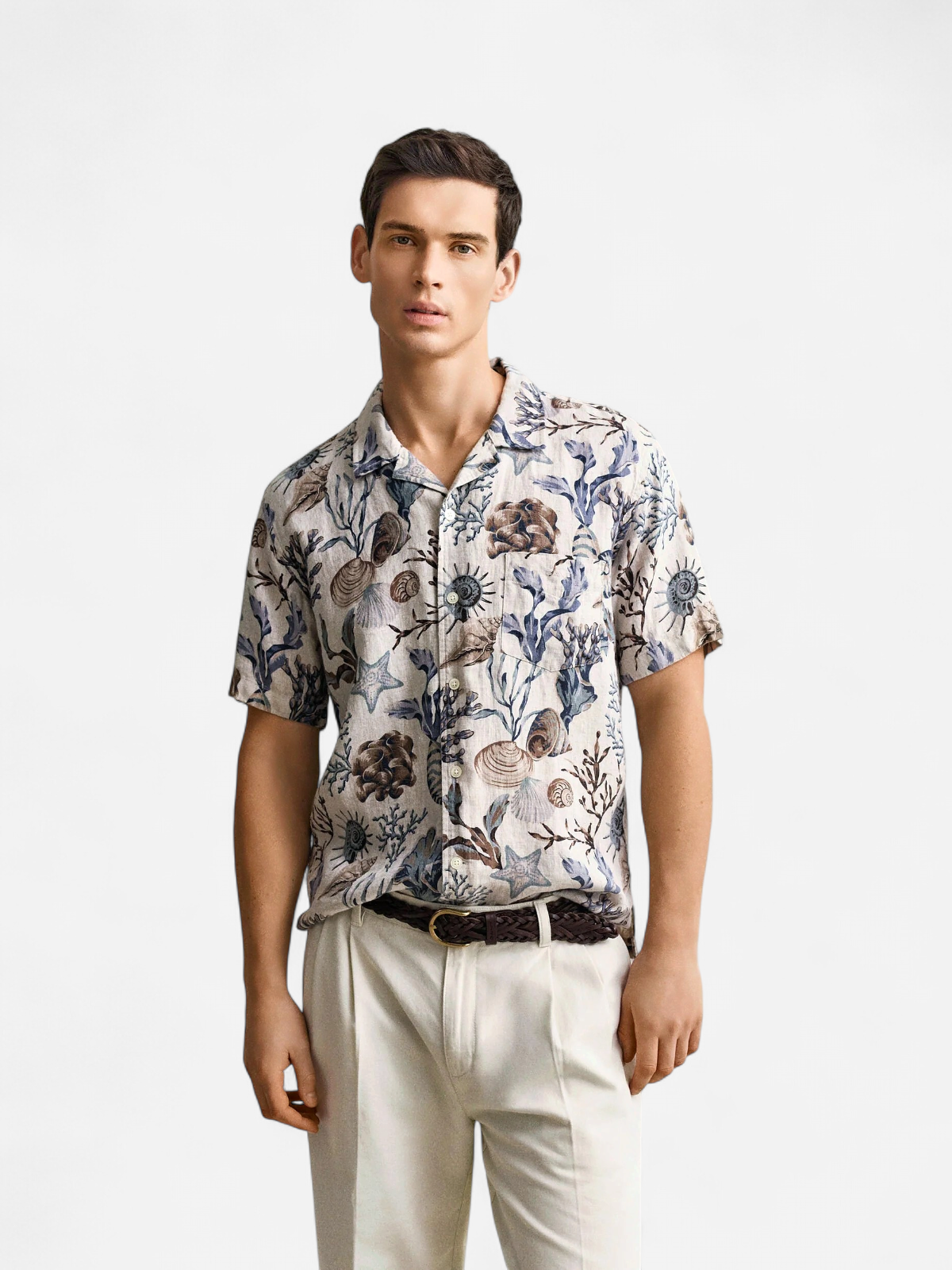 K REG AOP CAMP COLLAR SHIRT KUOSILLINEN BEIGE - Kekäle.fi