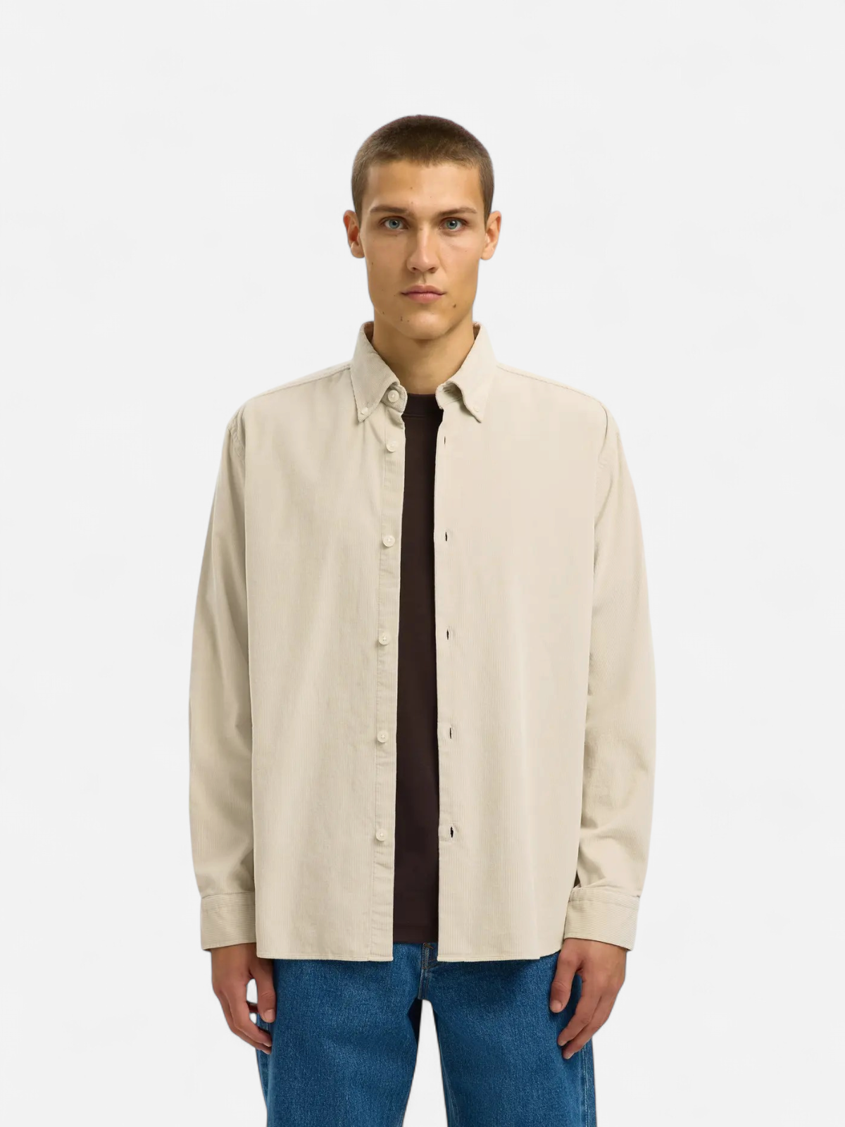 Selected Miesten Kauluspaita K REG DANNI CORD BD LS SHIRT Moonstruck - Kekäle.fi