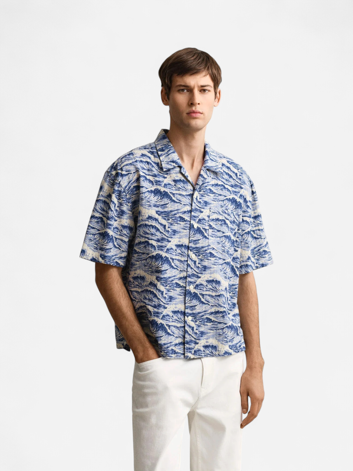 K REL AOP CAMP COLLAR SS SHIRT SININEN KUOSI - Kekäle.fi
