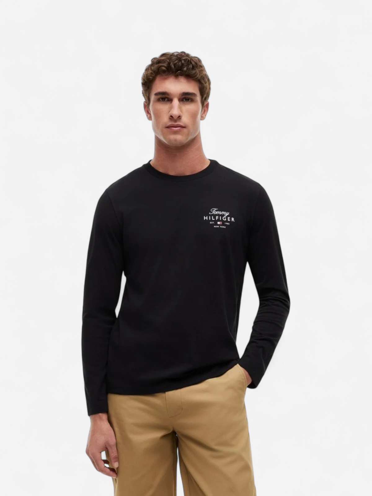 Tommy Hilfiger miesten pitkähihaiset paidat Script Long Sleeve Tee, musta - Kekäle.fi