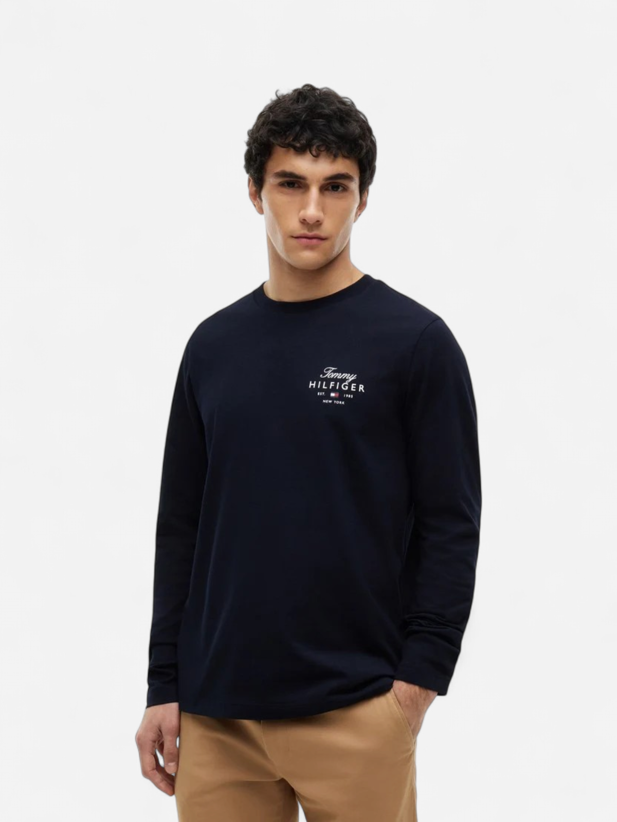 Tommy Hilfiger miesten pitkähihainen paita Script Stack LS Regu, tummansininen - Kekäle.fi