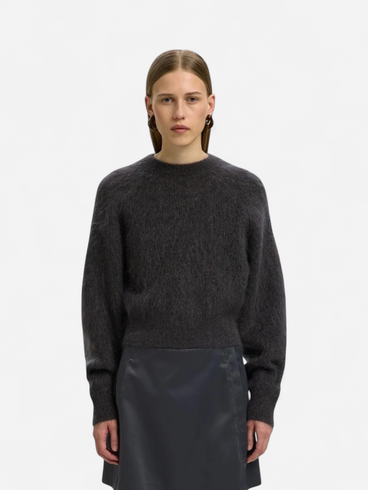 K SLWMIRA LS KNIT SHORT O-NECK NOOS Asphalt - Kekäle.fi