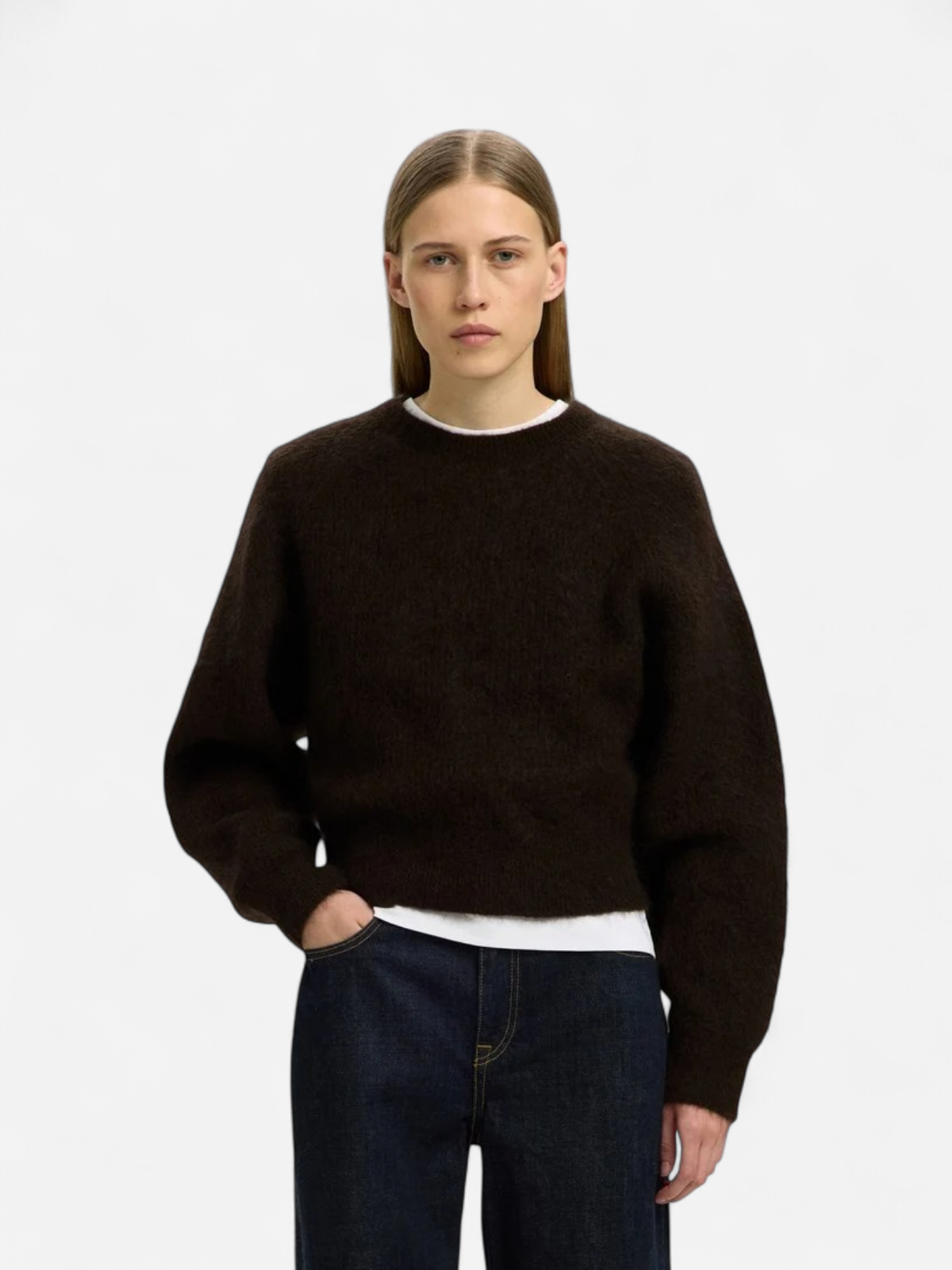 Selected Femme naisten neulepusero Mira Knit Short O-Neck, Delicioso - Kekäle.fi