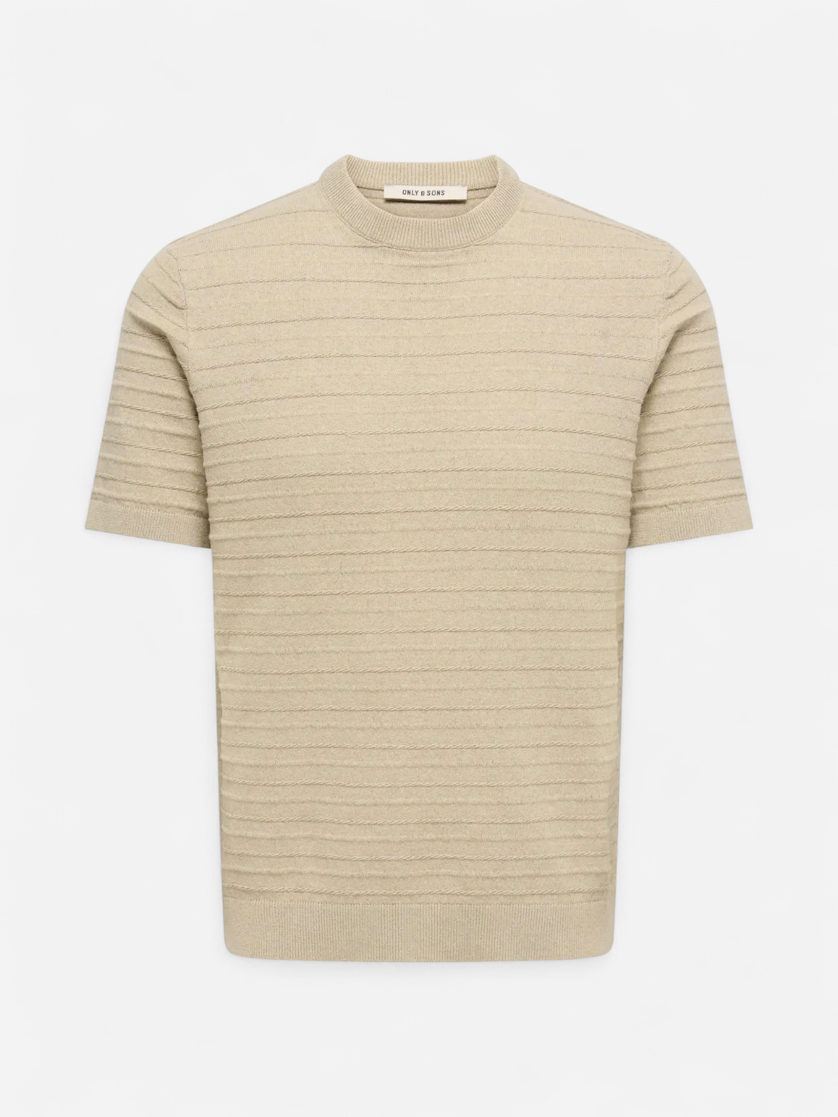 Only and Sons miesten t-paita Tano Life Reg SS Crew Knit, beige - Kekäle.fi