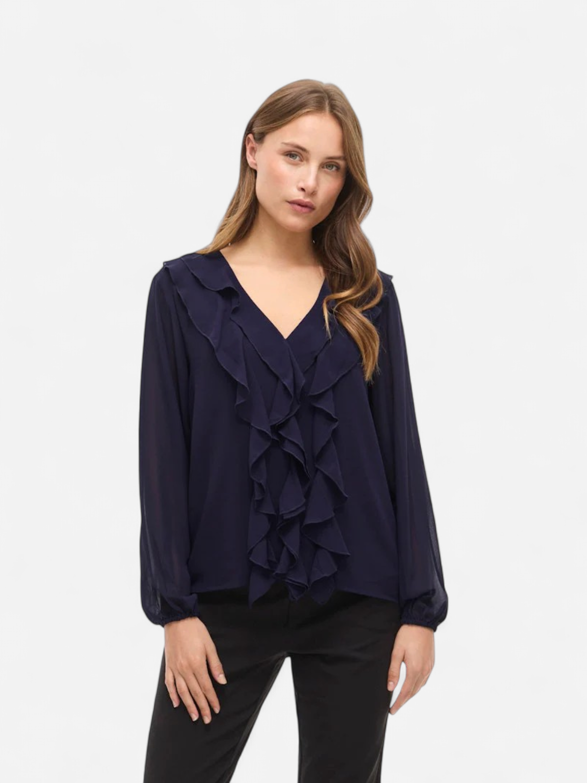 K VIANE L/S V-NECK FRILL TOP NOOS Rhodonite - Kekäle.fi