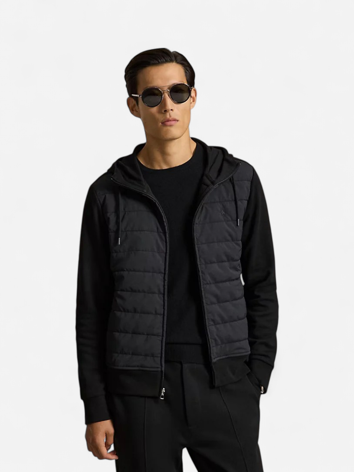 KNIT FULL ZIP HYBRID JACKET MUSTA - Kekäle.fi